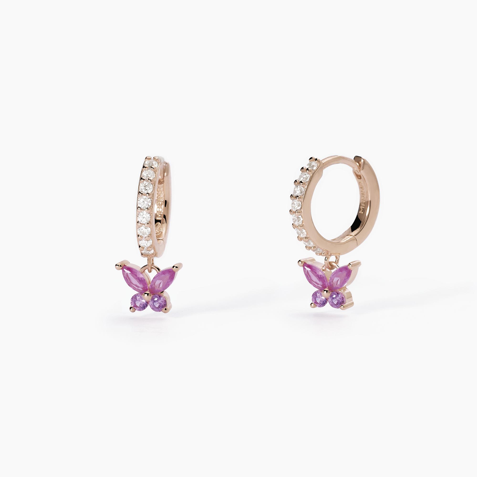 Orecchini A Cerchio Con Pendente A Forma Di Farfalla - Main view