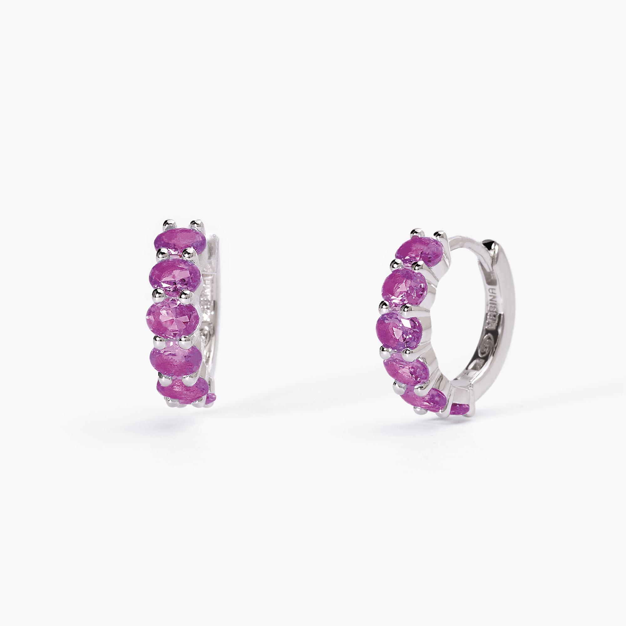 Orecchini A Cerchio In Argento Con Tormalina Sintetica - Main view