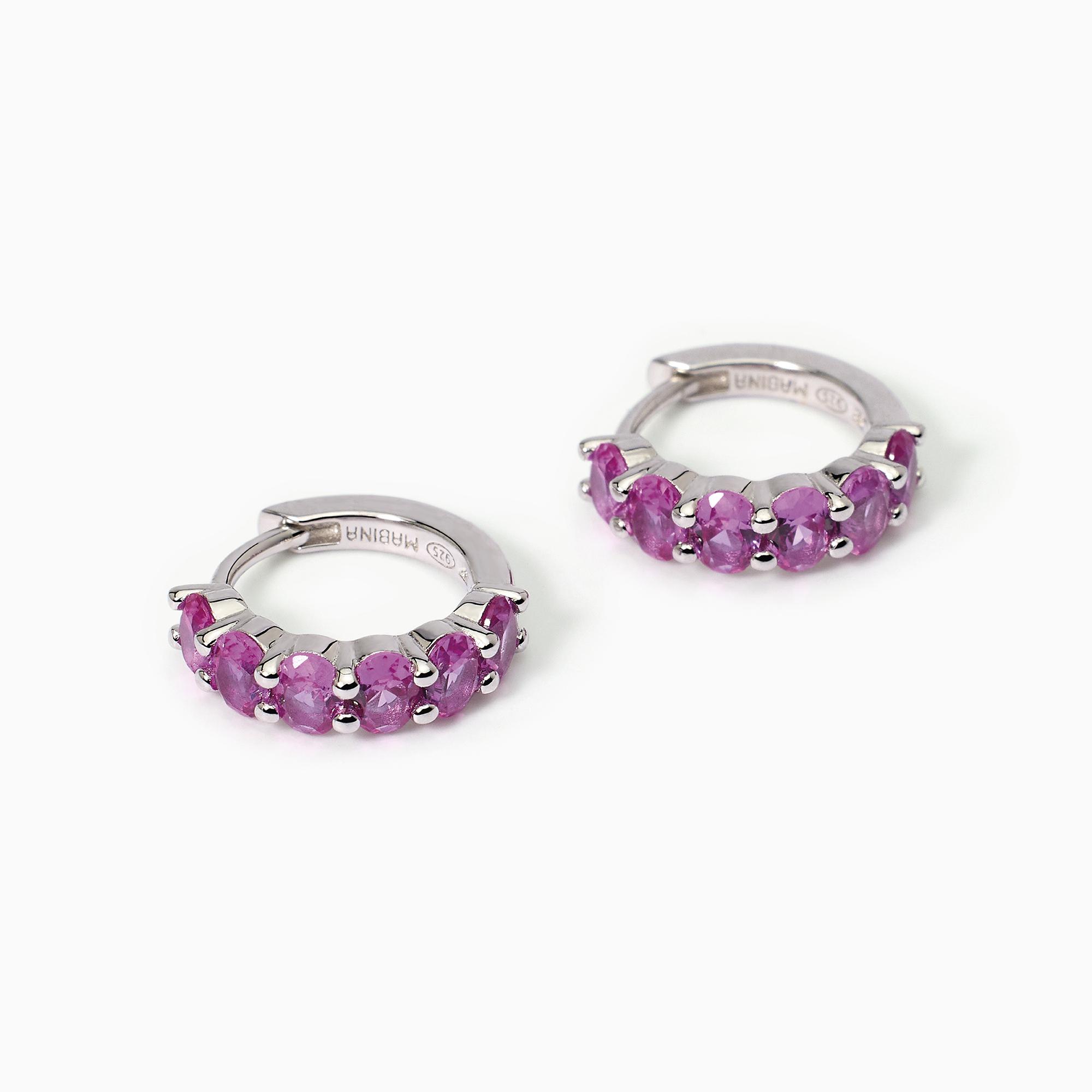 Orecchini A Cerchio In Argento Con Tormalina Sintetica - View1