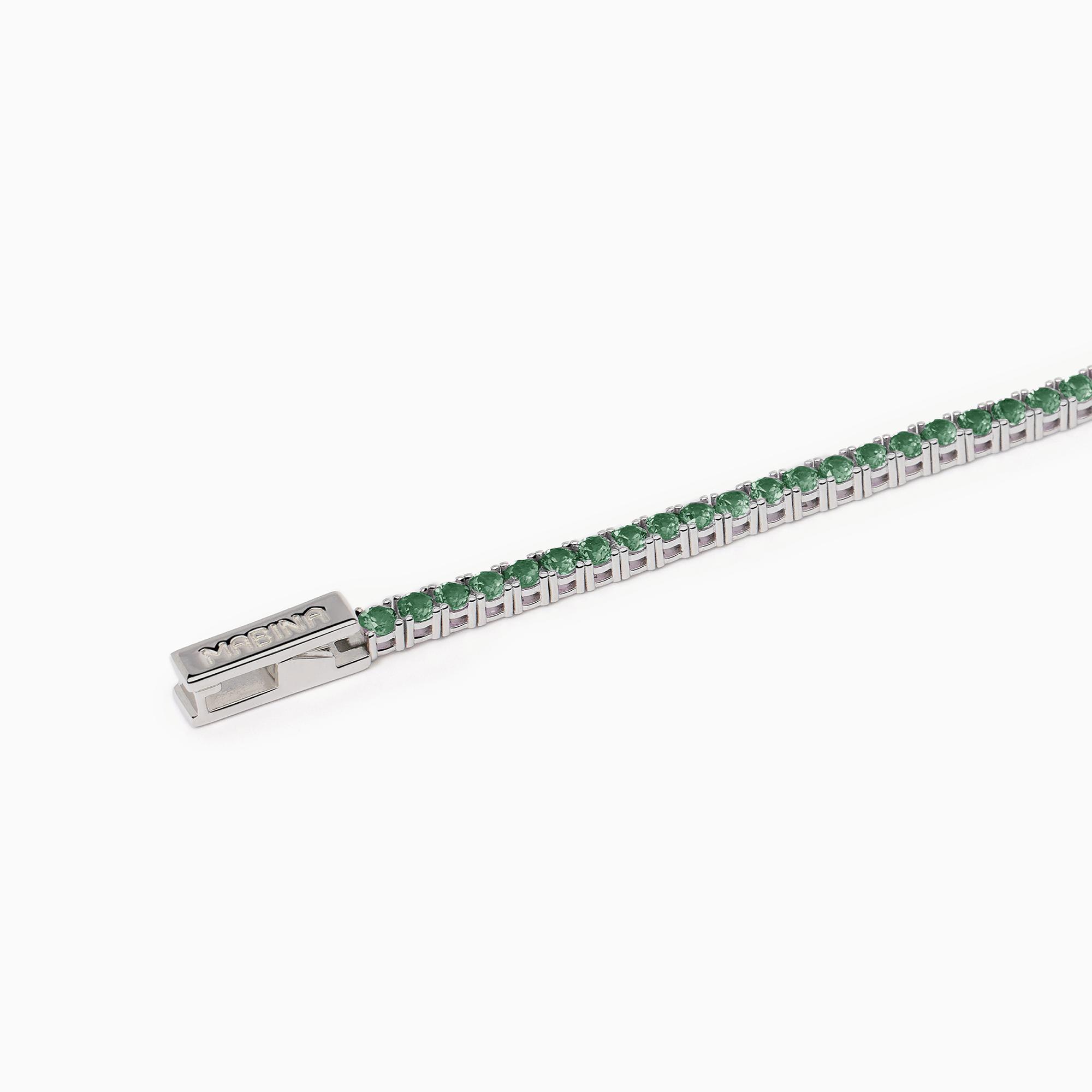 Tennis Donna In Argento Con Smeraldi Sintetici - View1