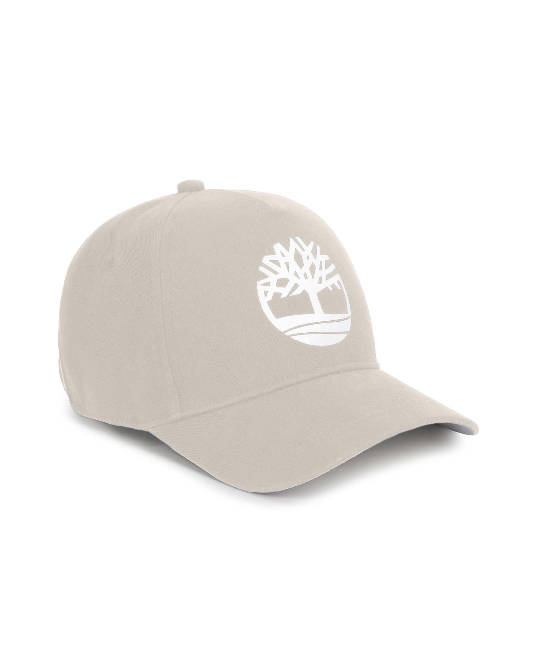 Berretto baseball beige con frontino e stampa logo albero bianca