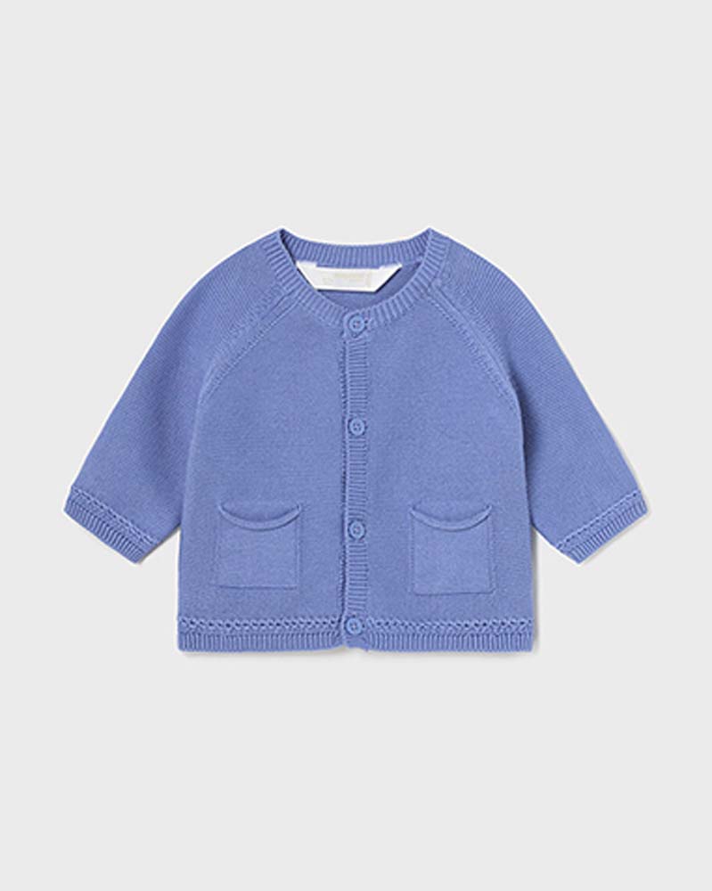 Cardigan avio in puro cotone con maniche raglan e tasche applicate 4-12 mesi