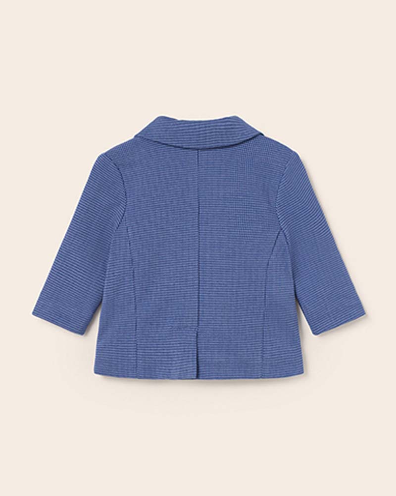 Blazer blu indaco in cotone e lino stretch microfantasia con rever classico 6-18 mesi image