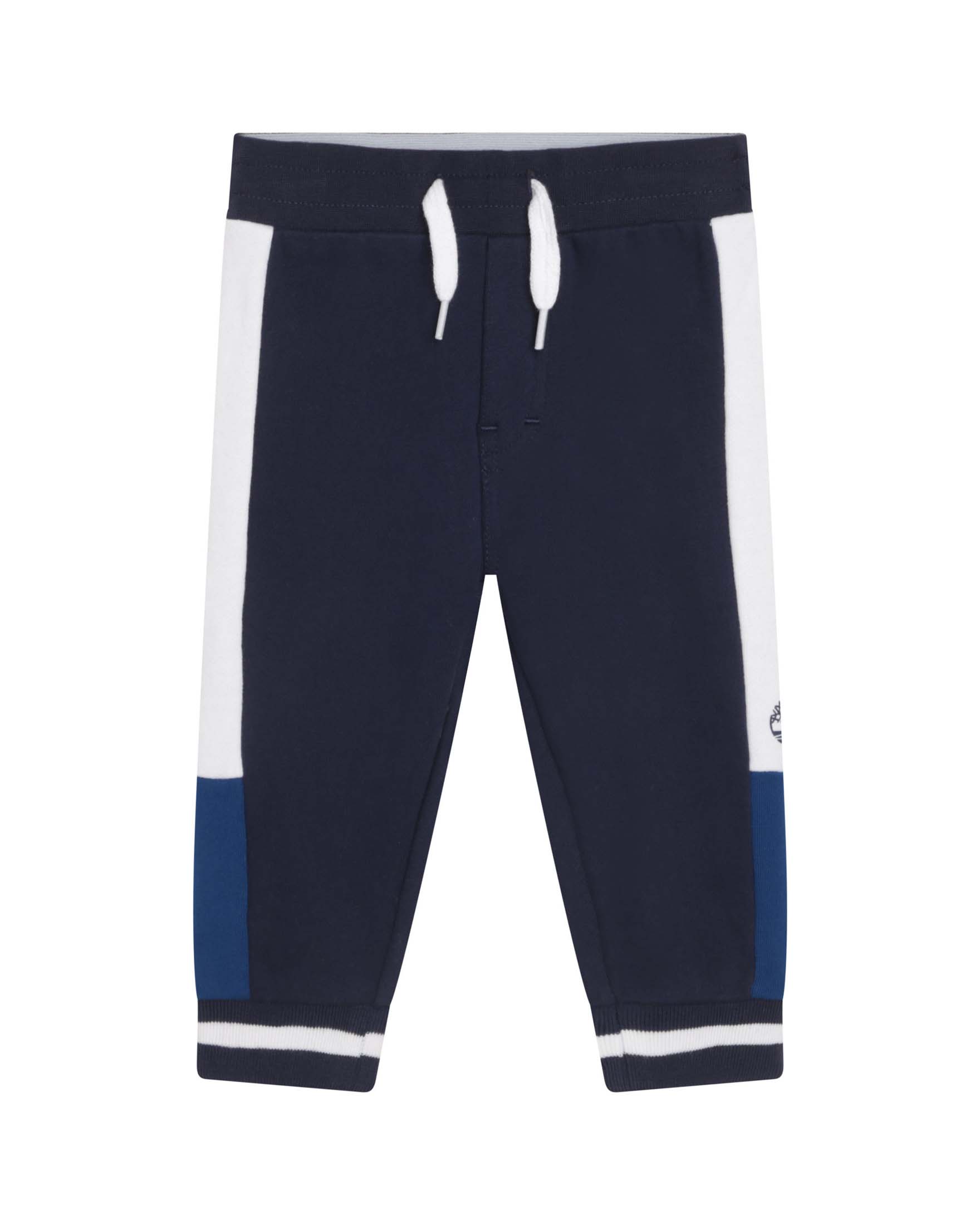 Pantaloni blu in felpa con banda colorata e coulisse in vita 9-18 mesi