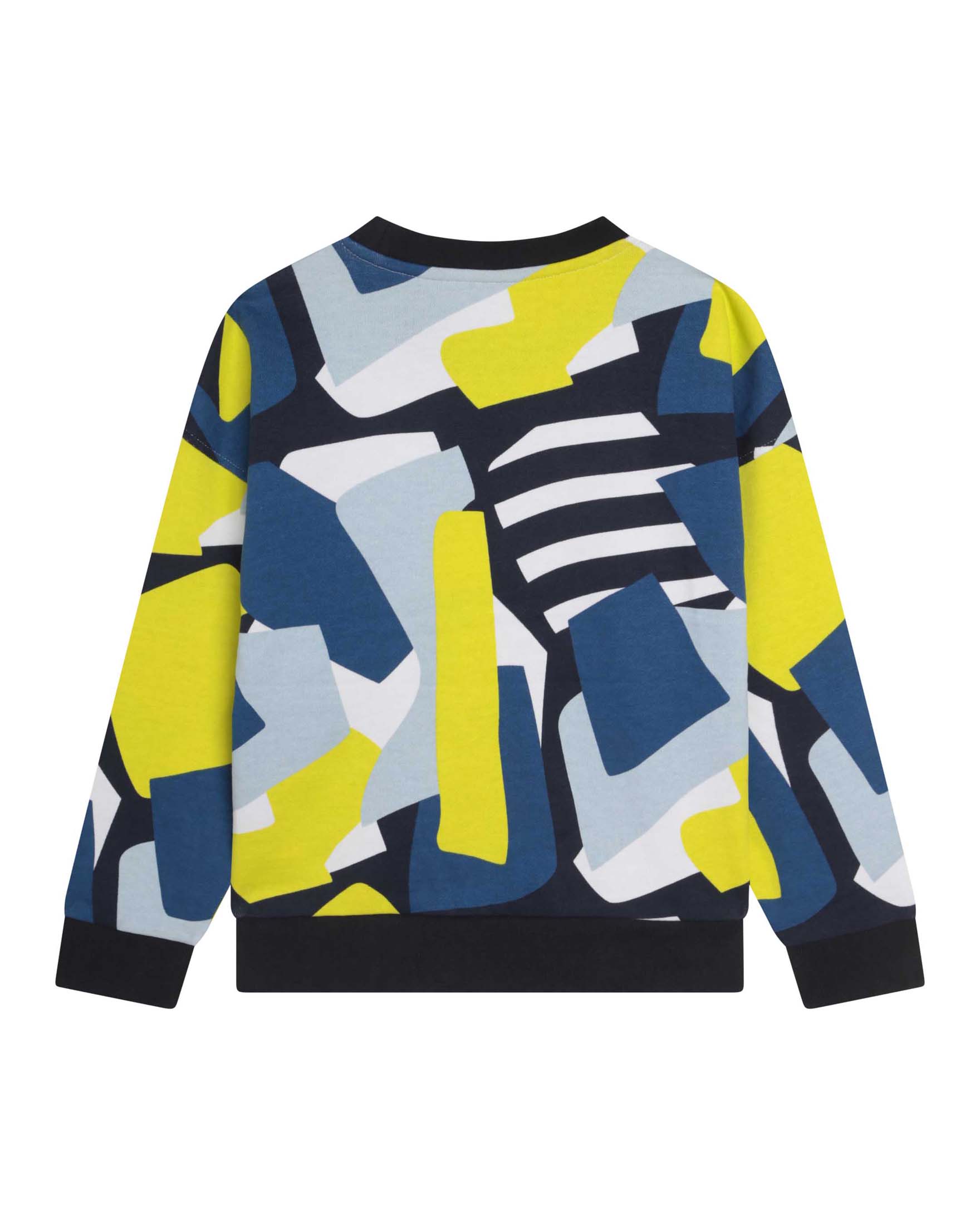 Felpa girocollo in fantasia multicolor blu grigia e verde acido 6-12 anni image