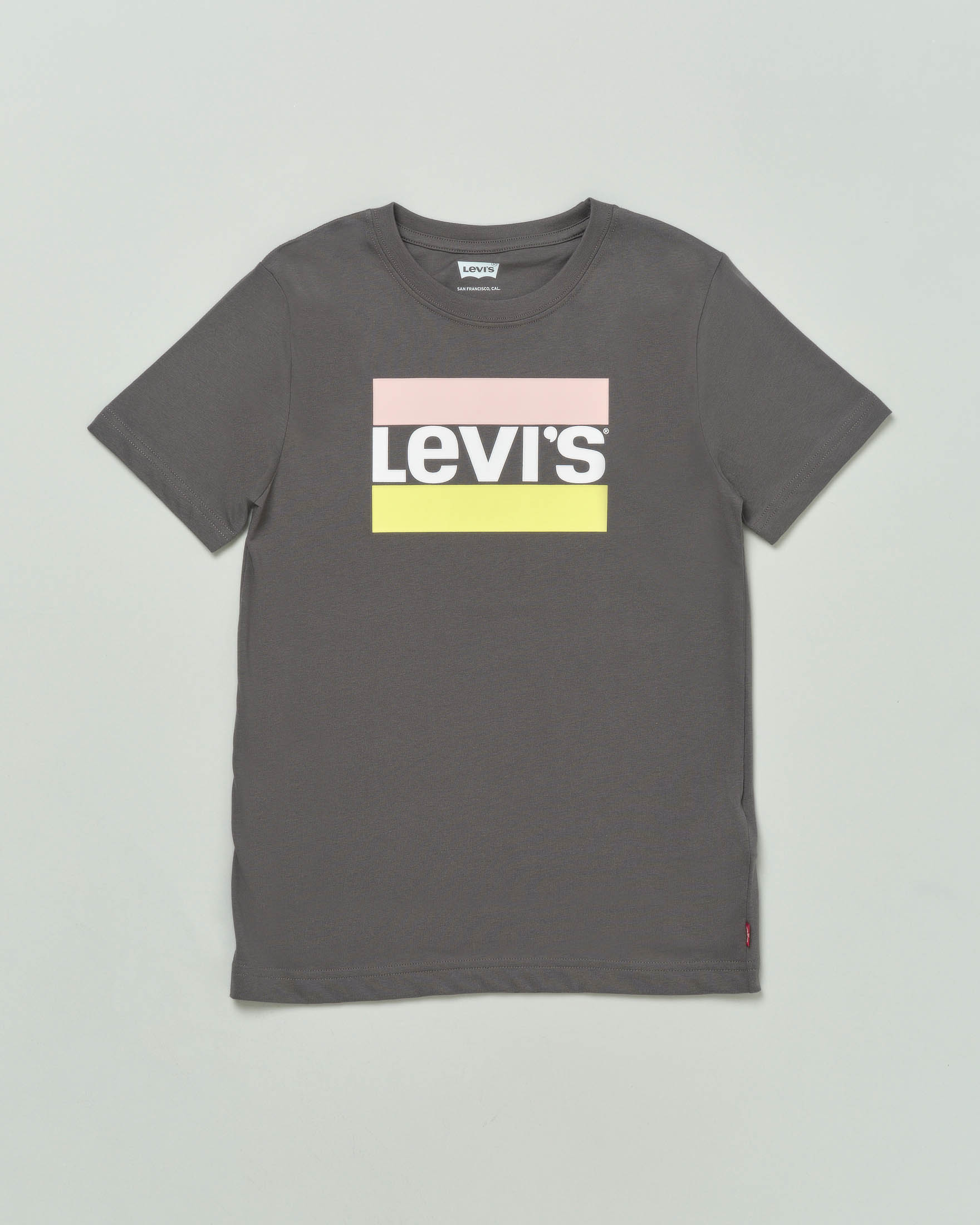 T-shirt antracite a mezza manica con stampa logo a tre colori 