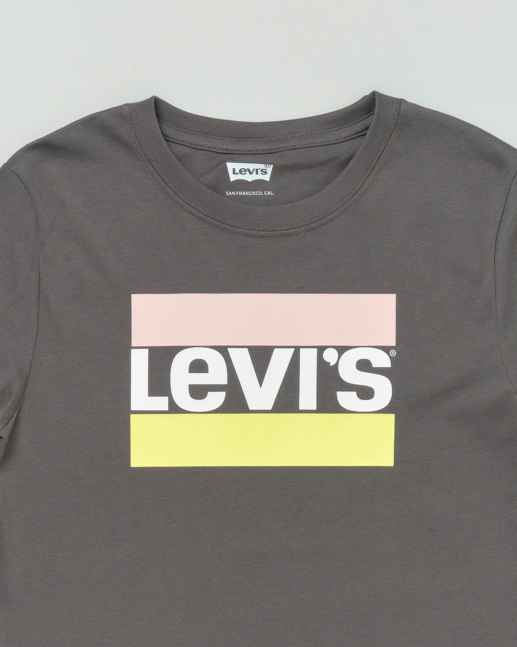 T-shirt antracite a mezza manica con stampa logo a tre colori 