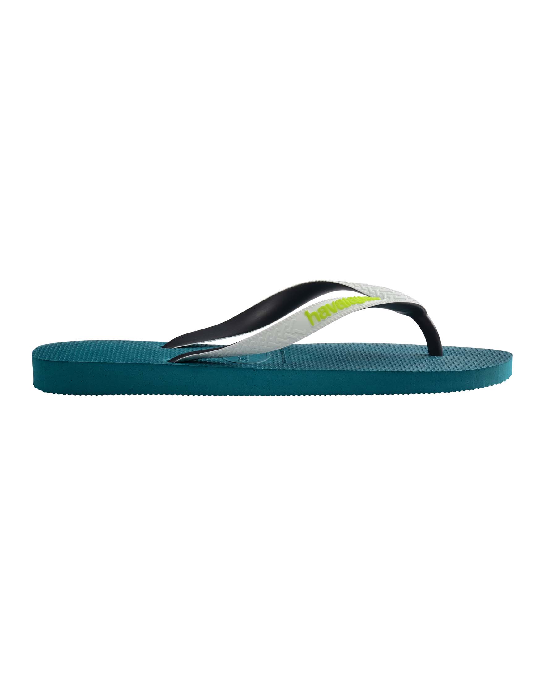 Havaianas Top Mix ottanio con fascetta bianca e nera e logo verde acido