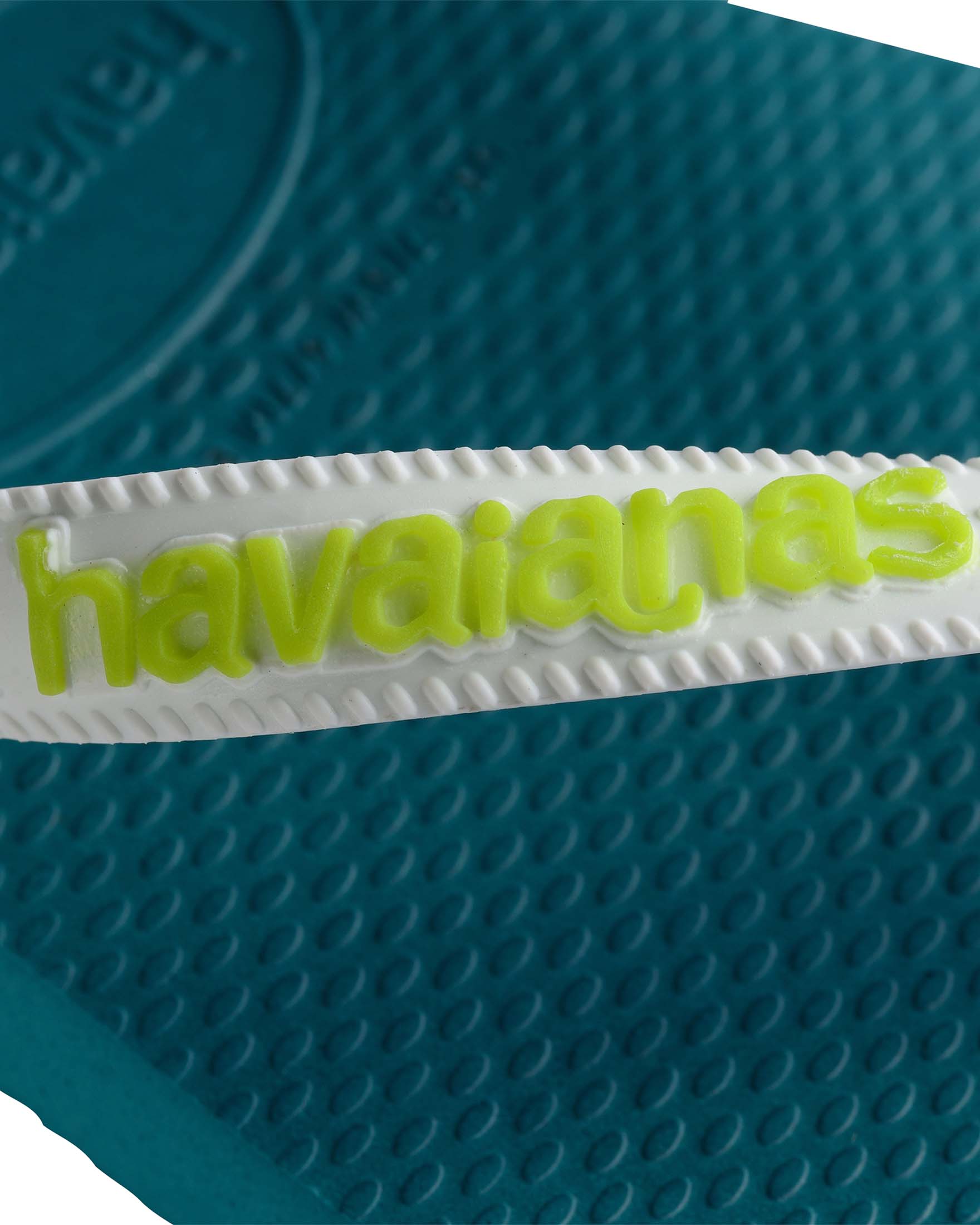 Havaianas Top Mix ottanio con fascetta bianca e nera e logo verde acido
