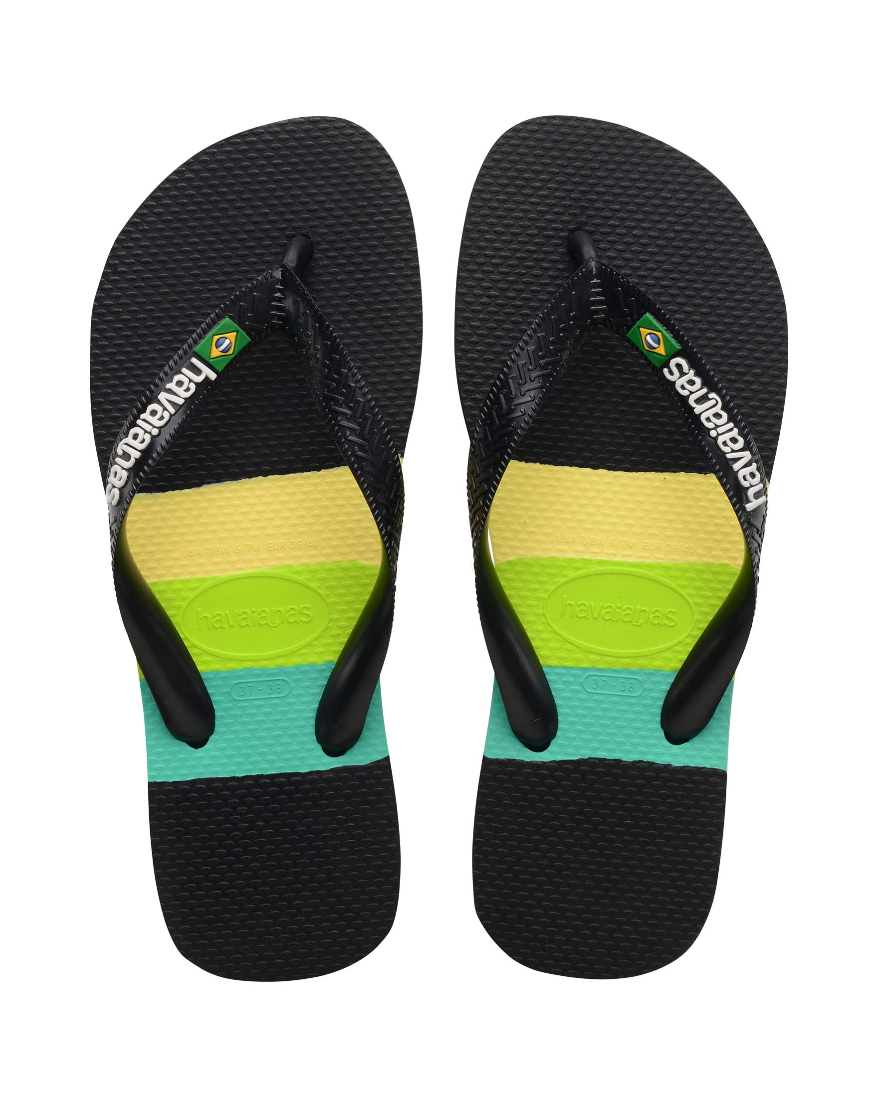 Havaianas Brasil Tech nera con fascia a tre colori sulla suola
