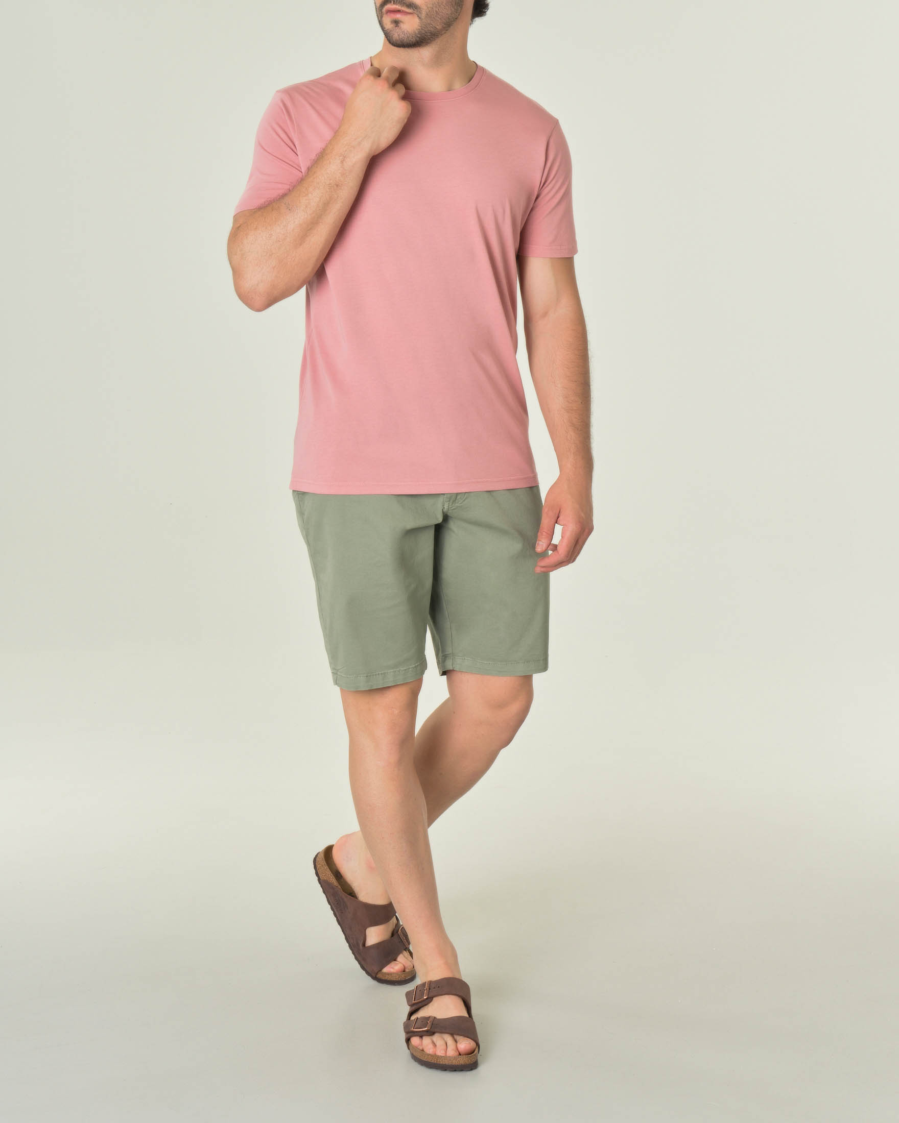 T-shirt rosa mezza manica in puro cotone