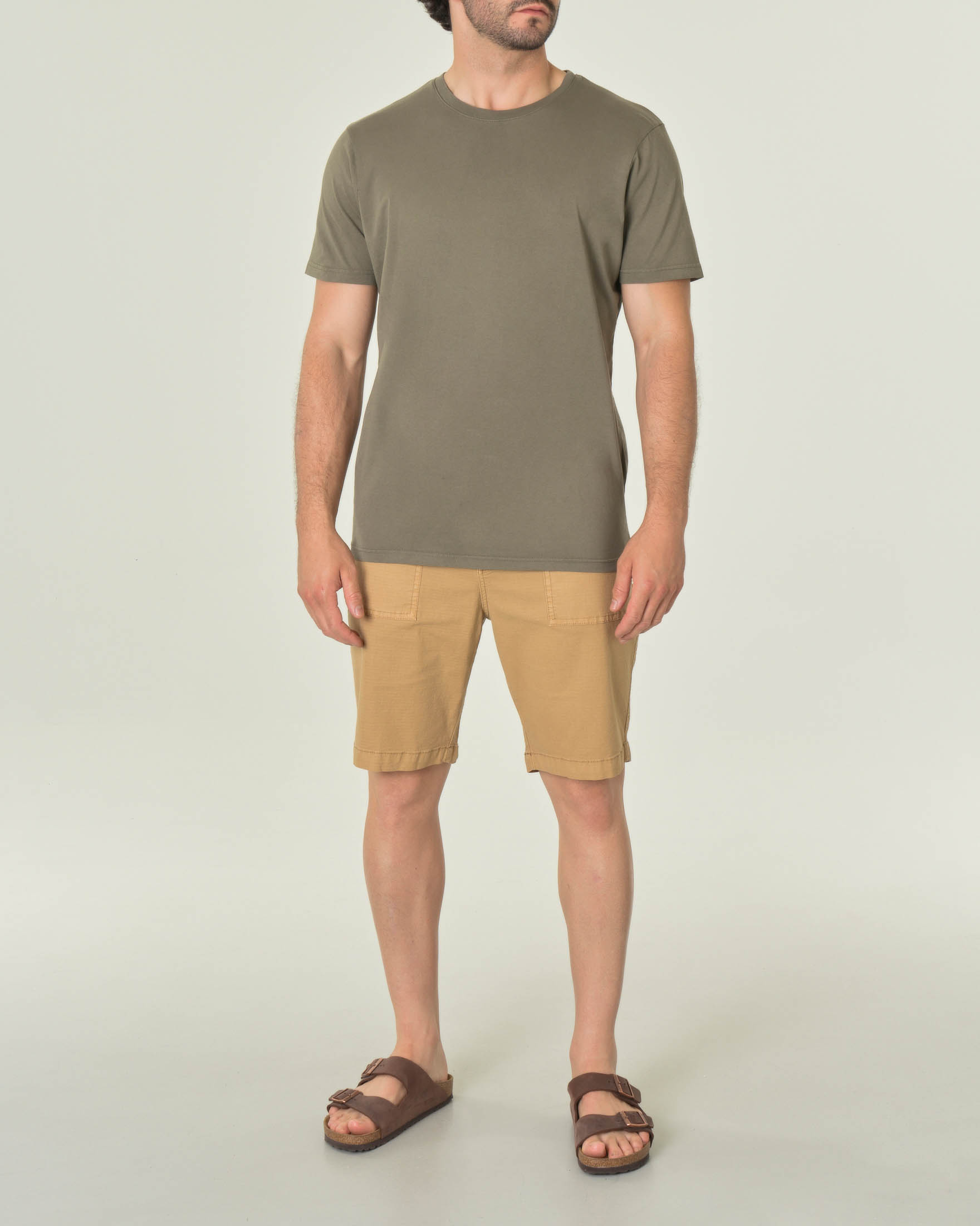 T-shirt verde militare mezza manica in puro cotone