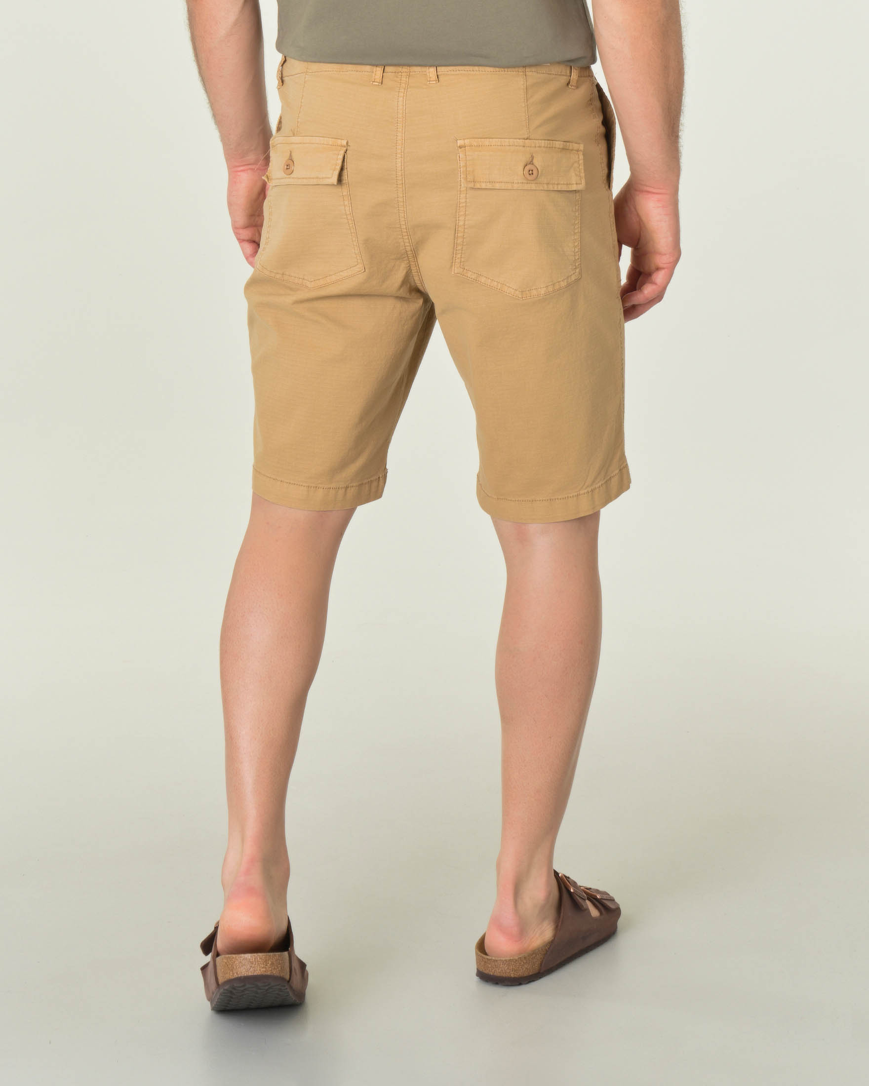 Bermuda fatigue beige in tessuto ripstop di cotone stretch image