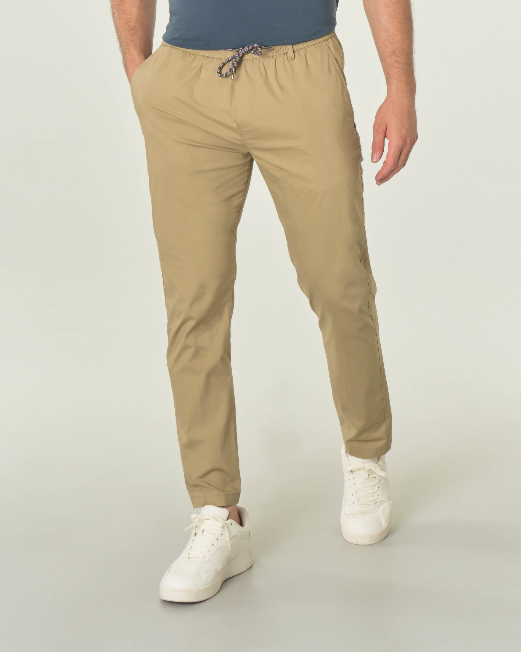 Pantalaccio color sabbia in popeline di cotone stretch