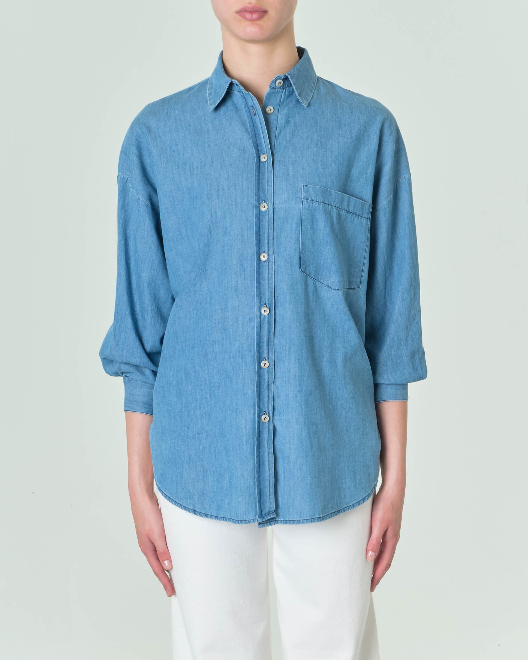 Camicia oversize in cotone popeline