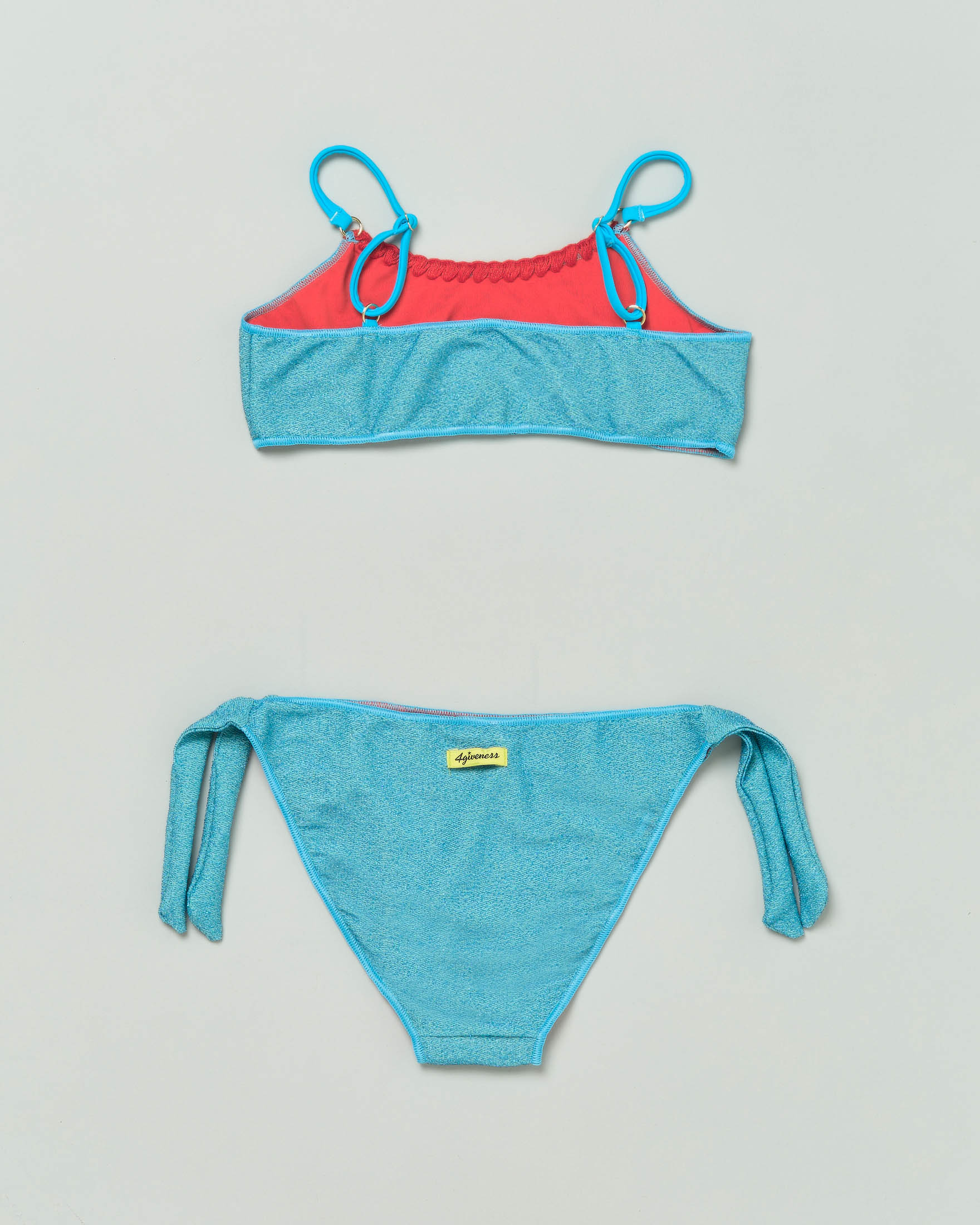 Bikini a fascia azzurro in tessuto stretch con lurex 4Giveness