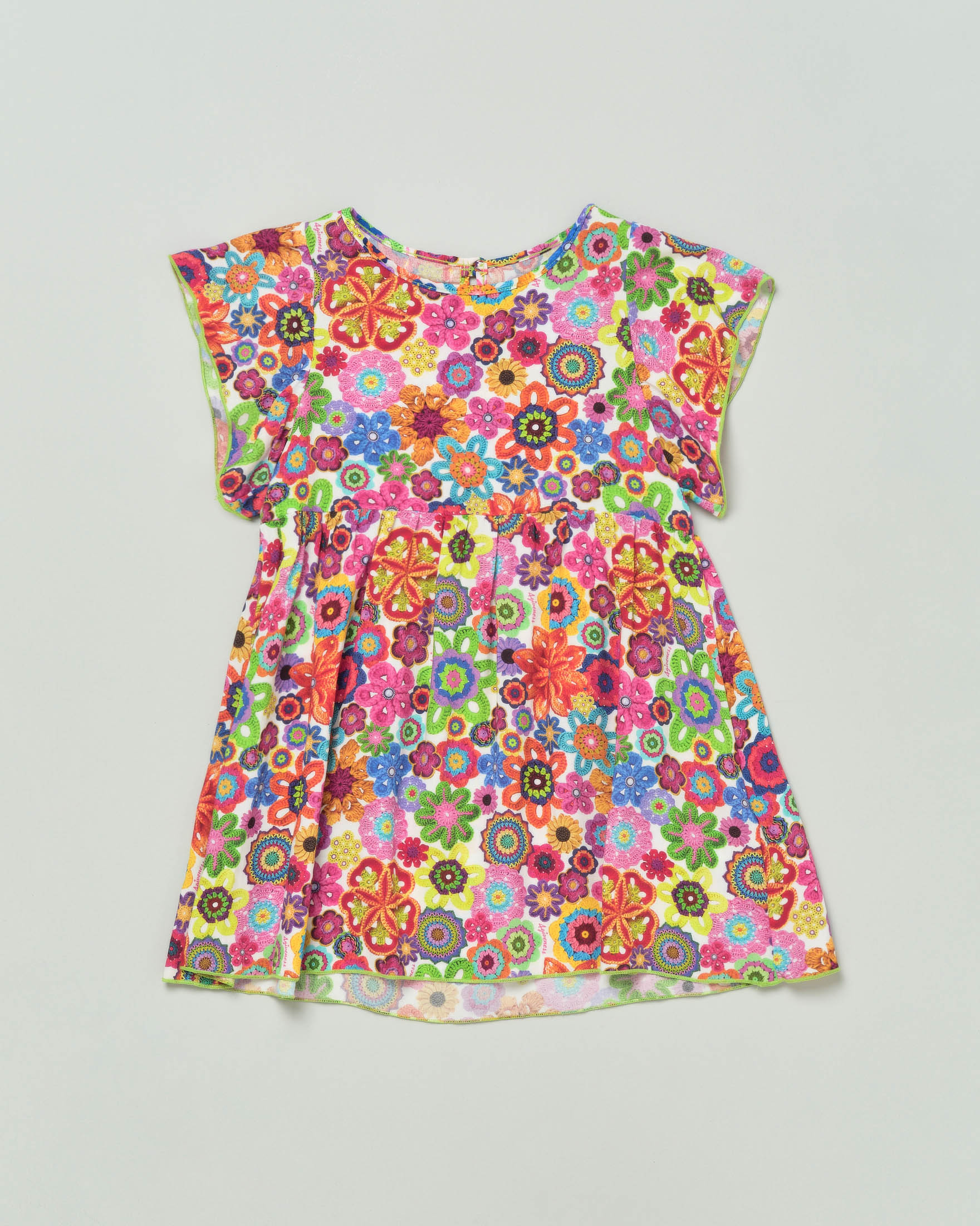 Abito copricostume mezza manica a fantasia crochet multicolor