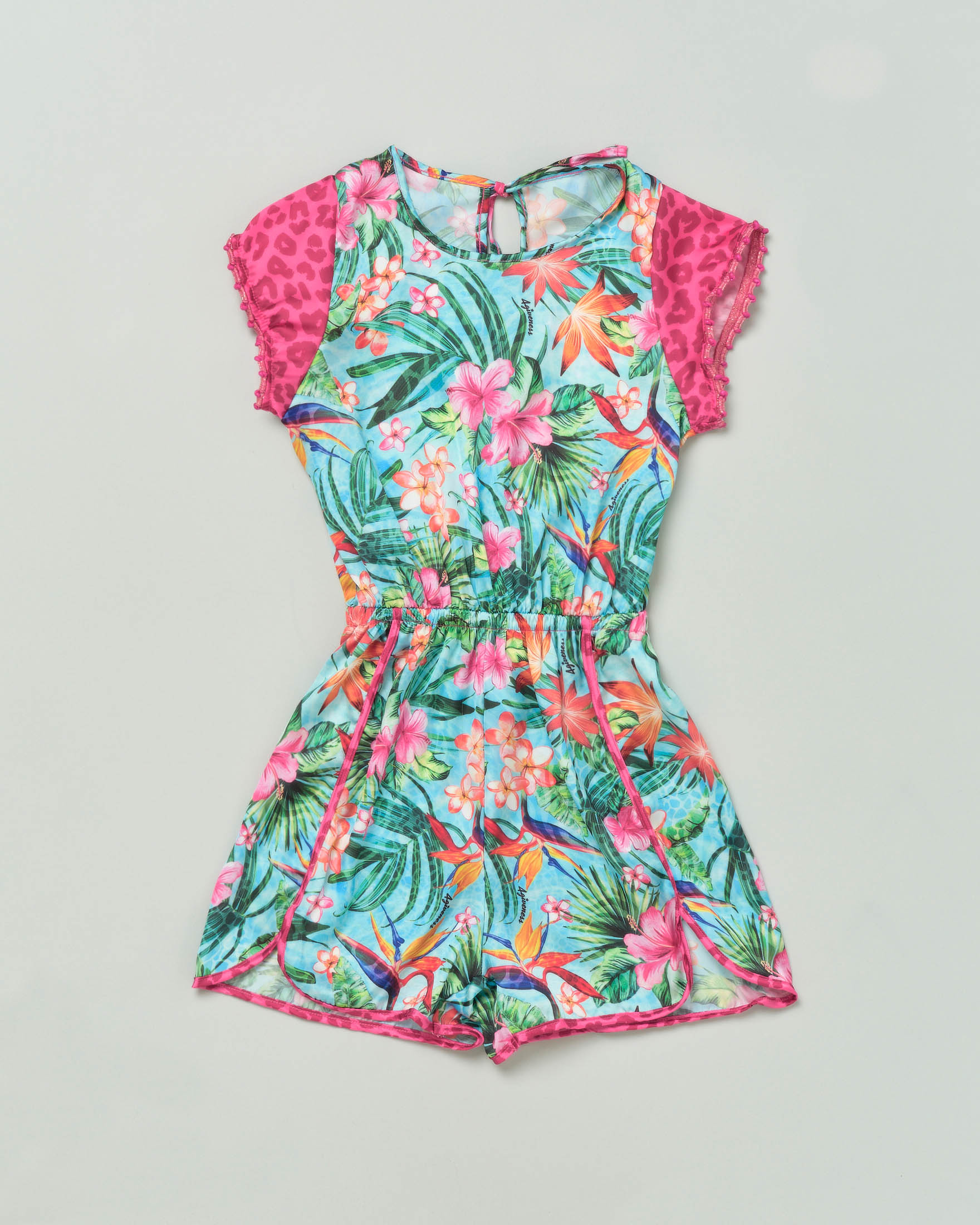 Copricistume mezza manica in fantasia jungle con spalline e profili in fantasia animalier