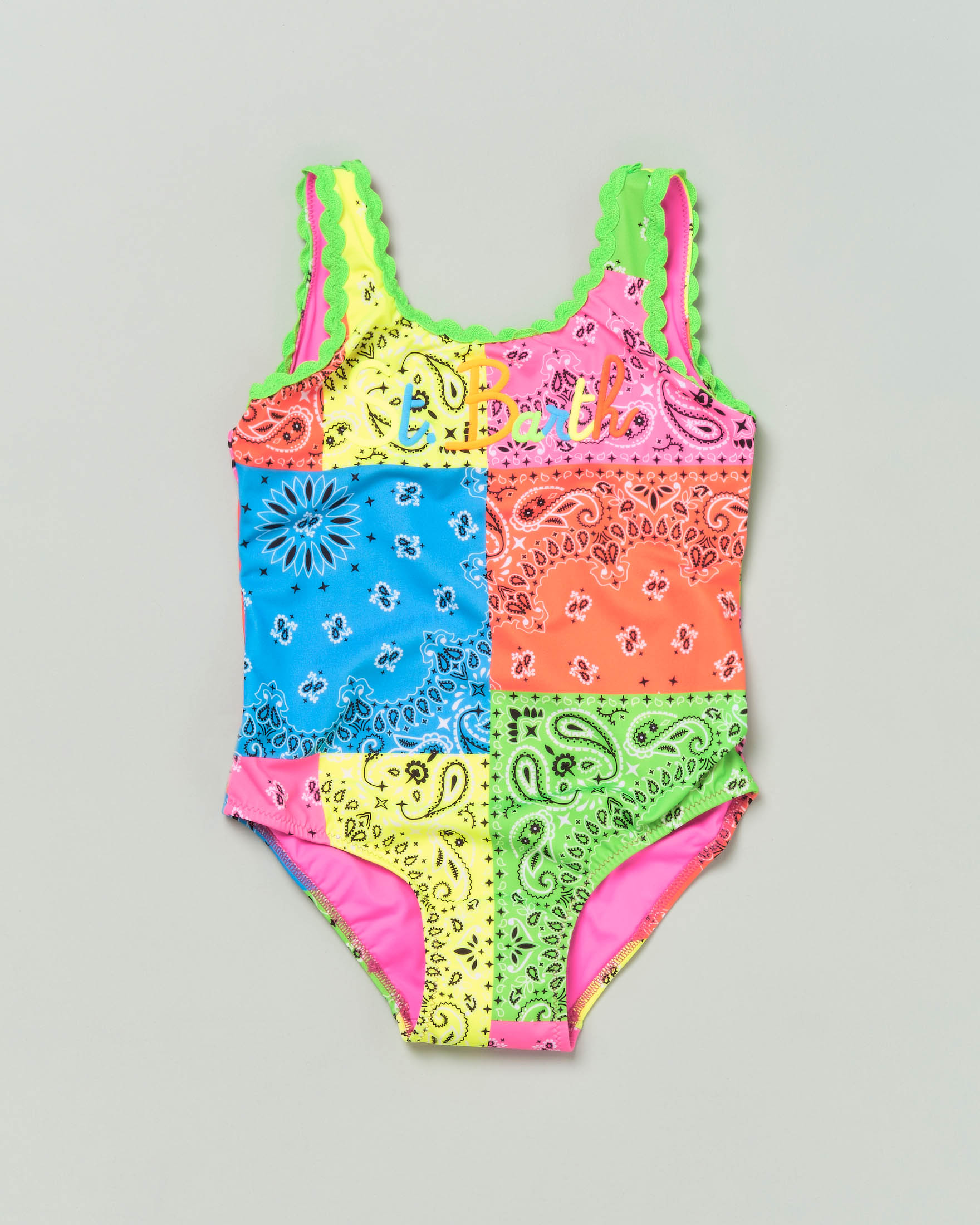 Costume intero a canotta con stampa a bandana multicolor