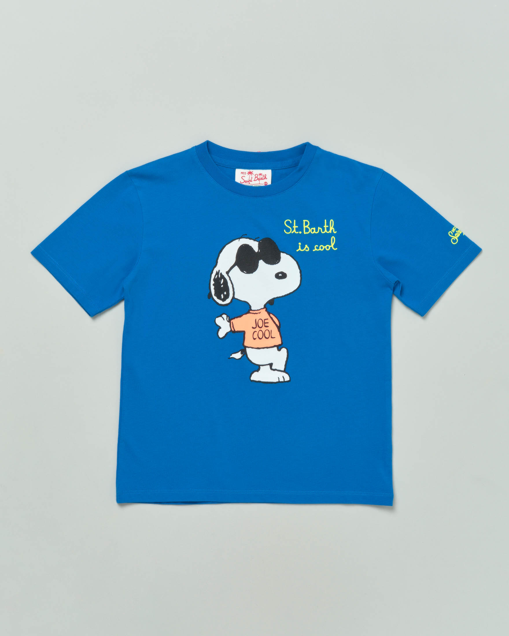 T-shirt blu royal a mezza manica in cotone con stampa Snoopy cool 4-14 anni