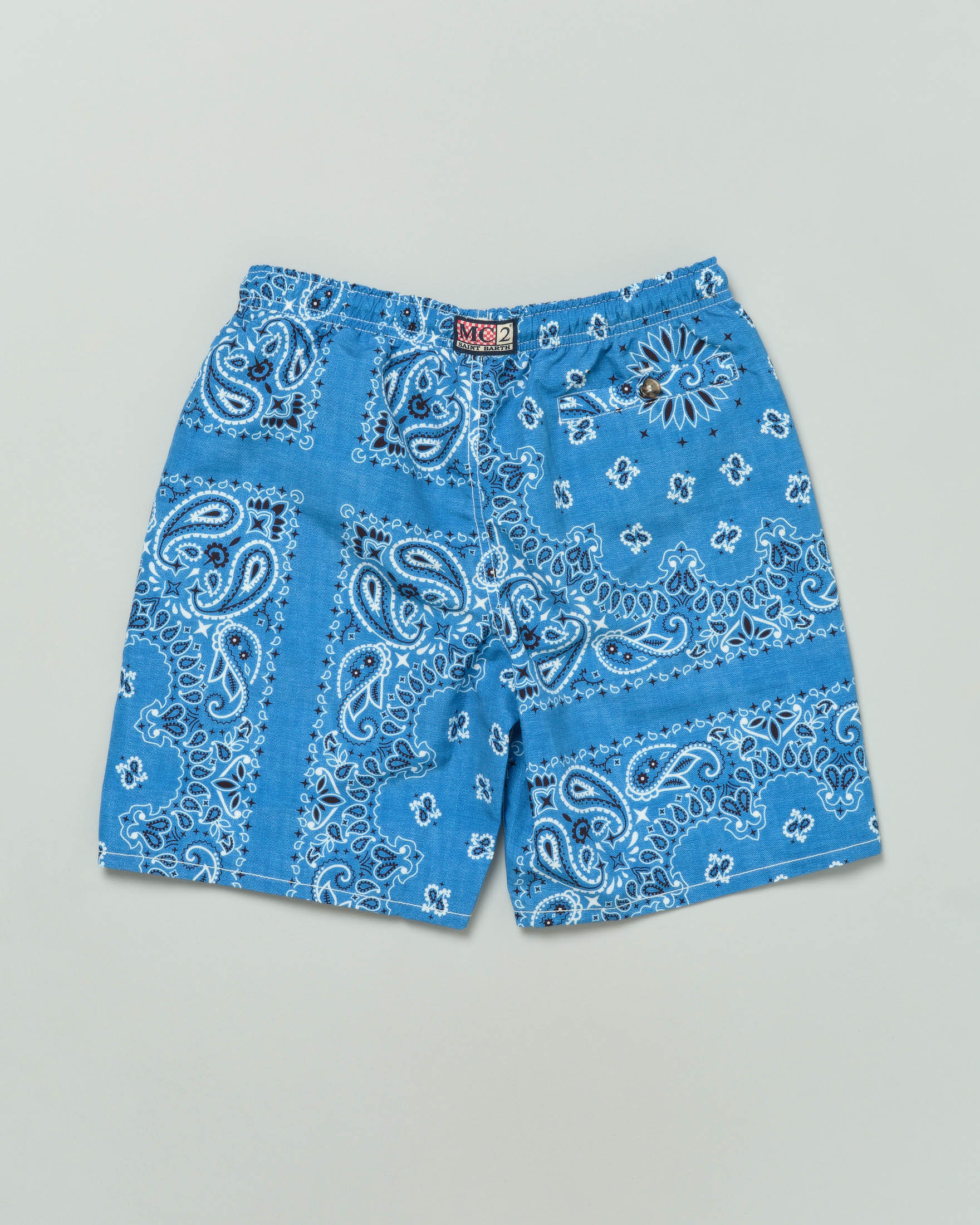 Boxer mare MC2 Saint Barth blu denim con stampa bandana 