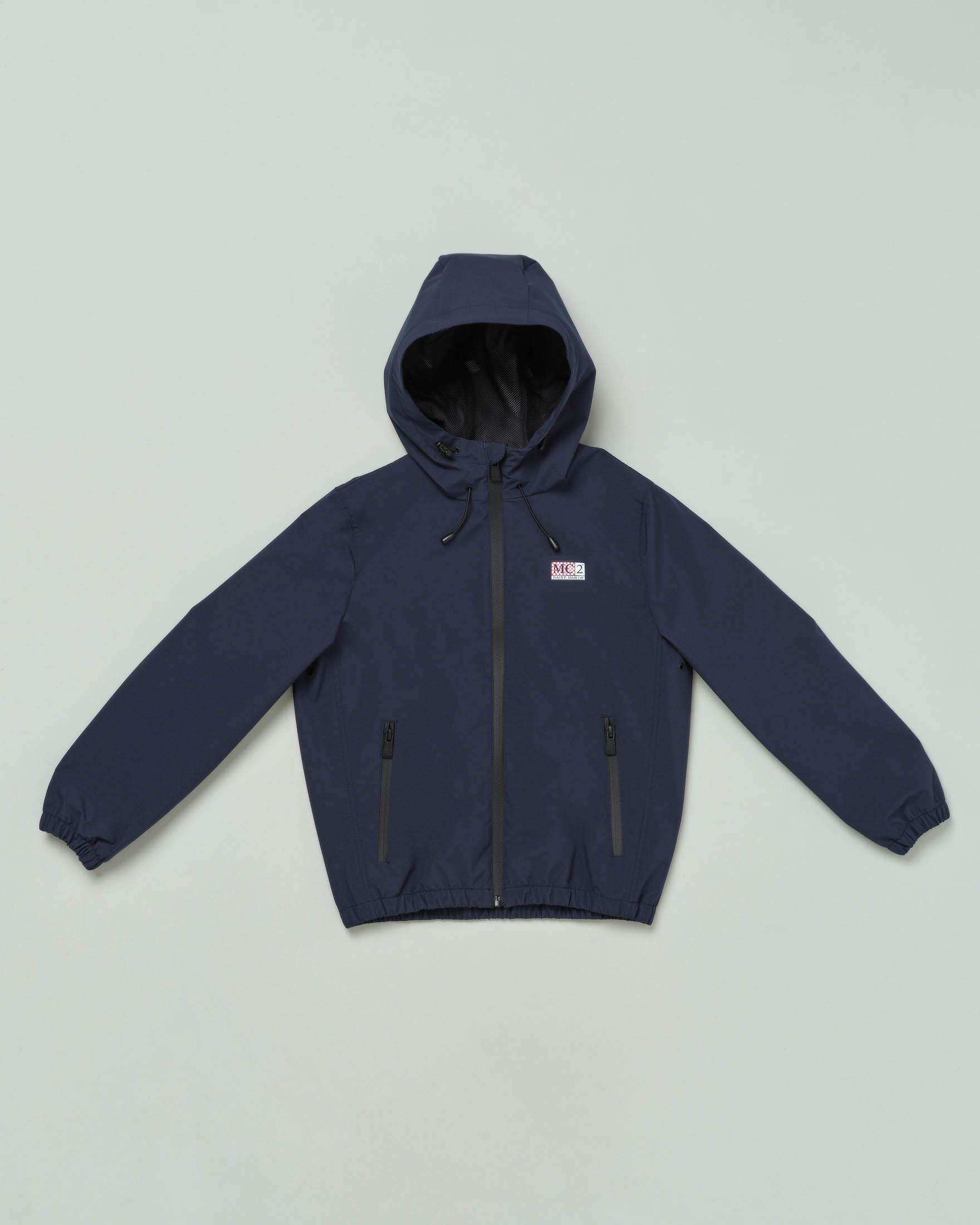 Giubbino blu impermeabile con cappuccio 