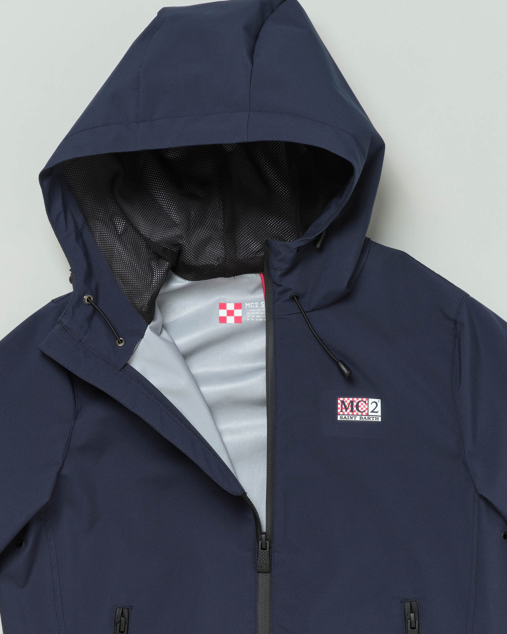 Giubbino blu impermeabile con cappuccio  image