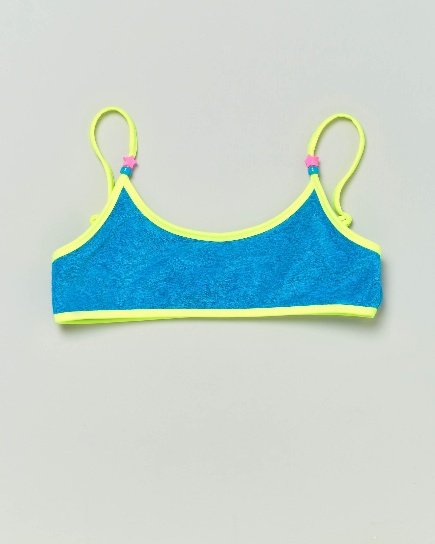 Bikini mare Terry in spugna azzurra con profili gialli  image