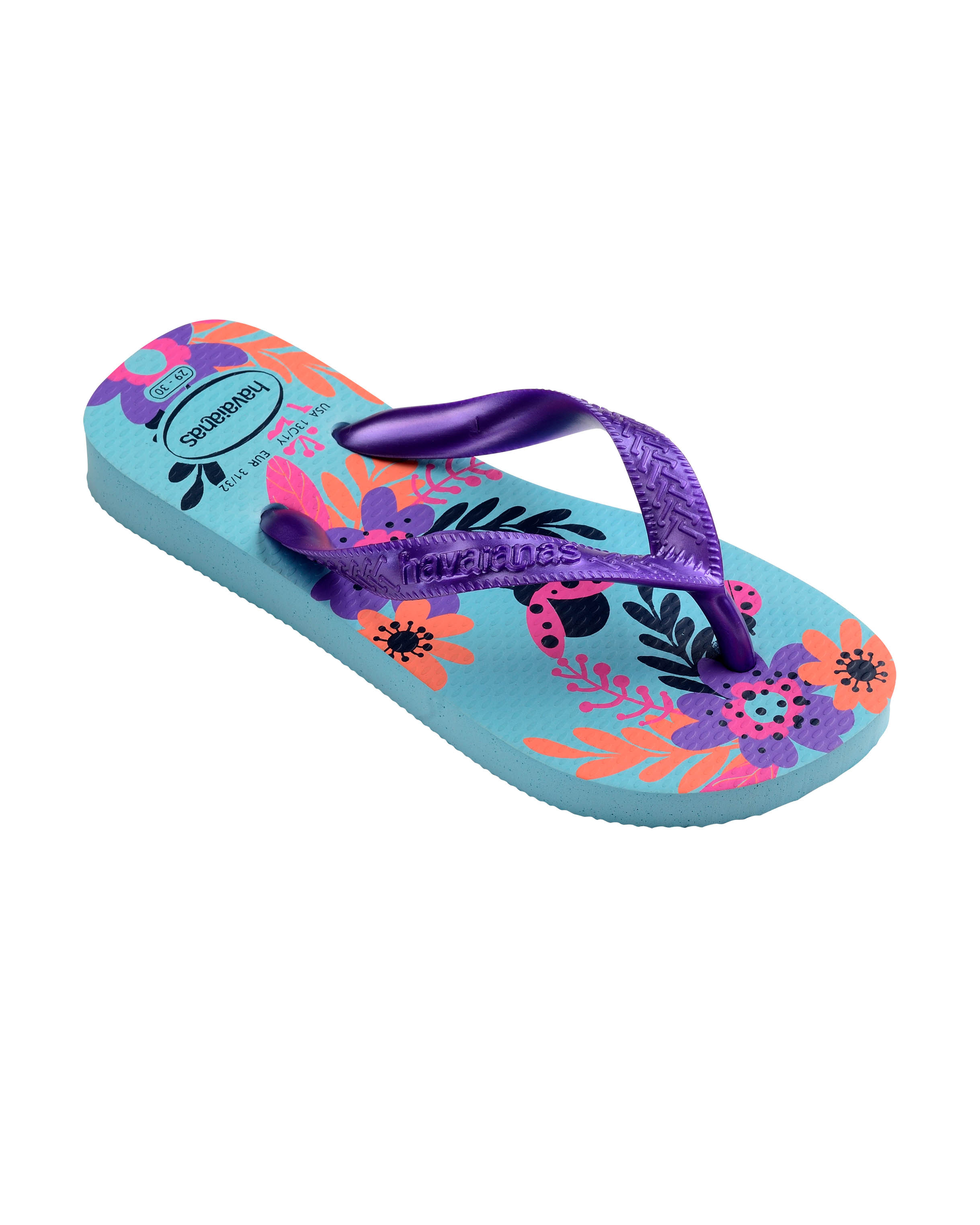 Havaianas Kids Flores verde acqua con stampa floreale e fascetta viola 