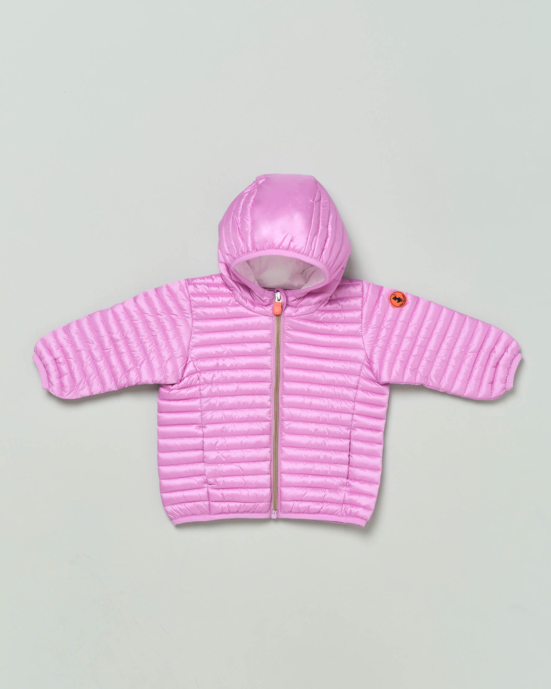 Piumino lilla in nylon imbottito in Plumtech® con cappuccio