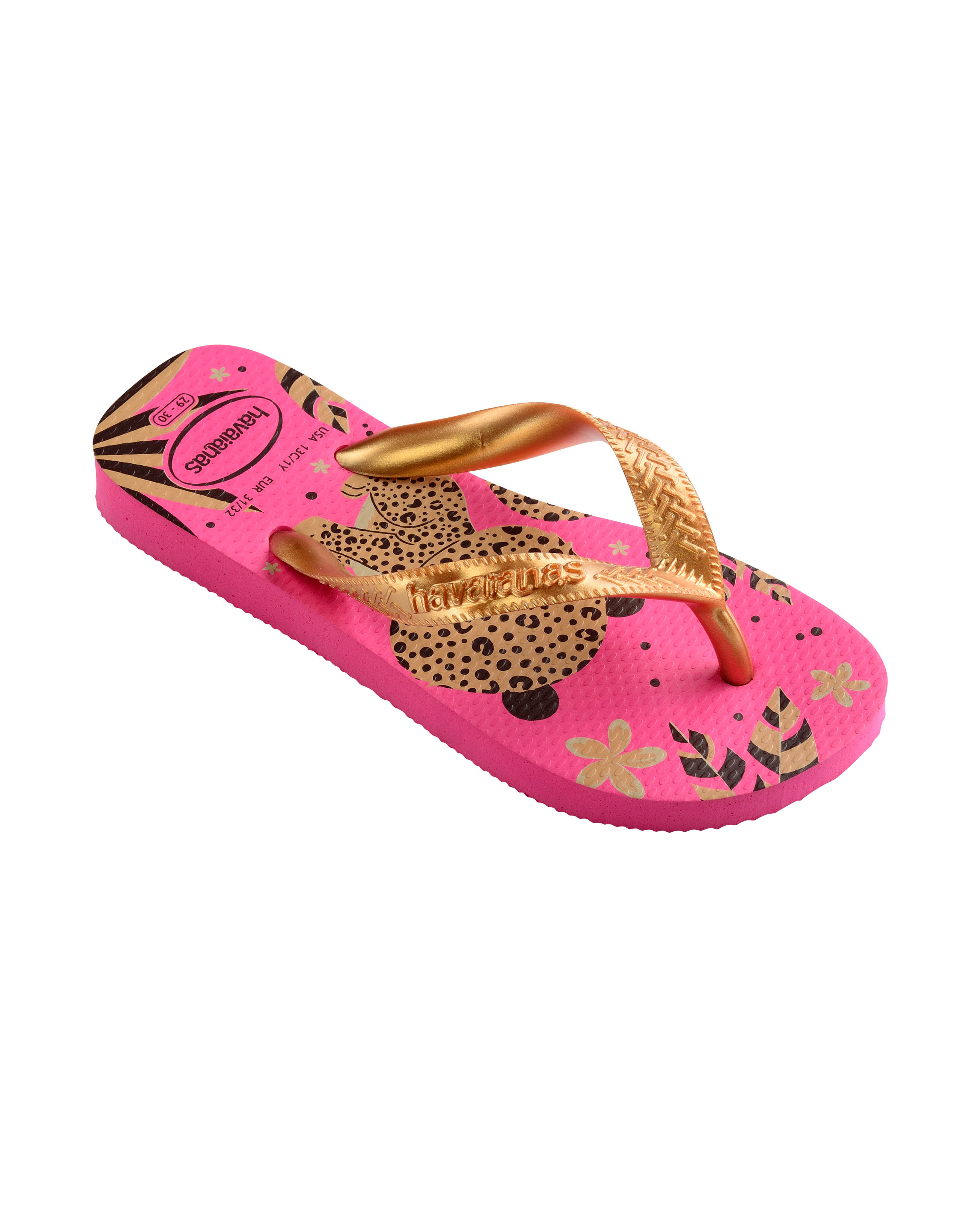 Havaianas Kids Top Pets fucsia con stampa leopardino e fascetta oro 