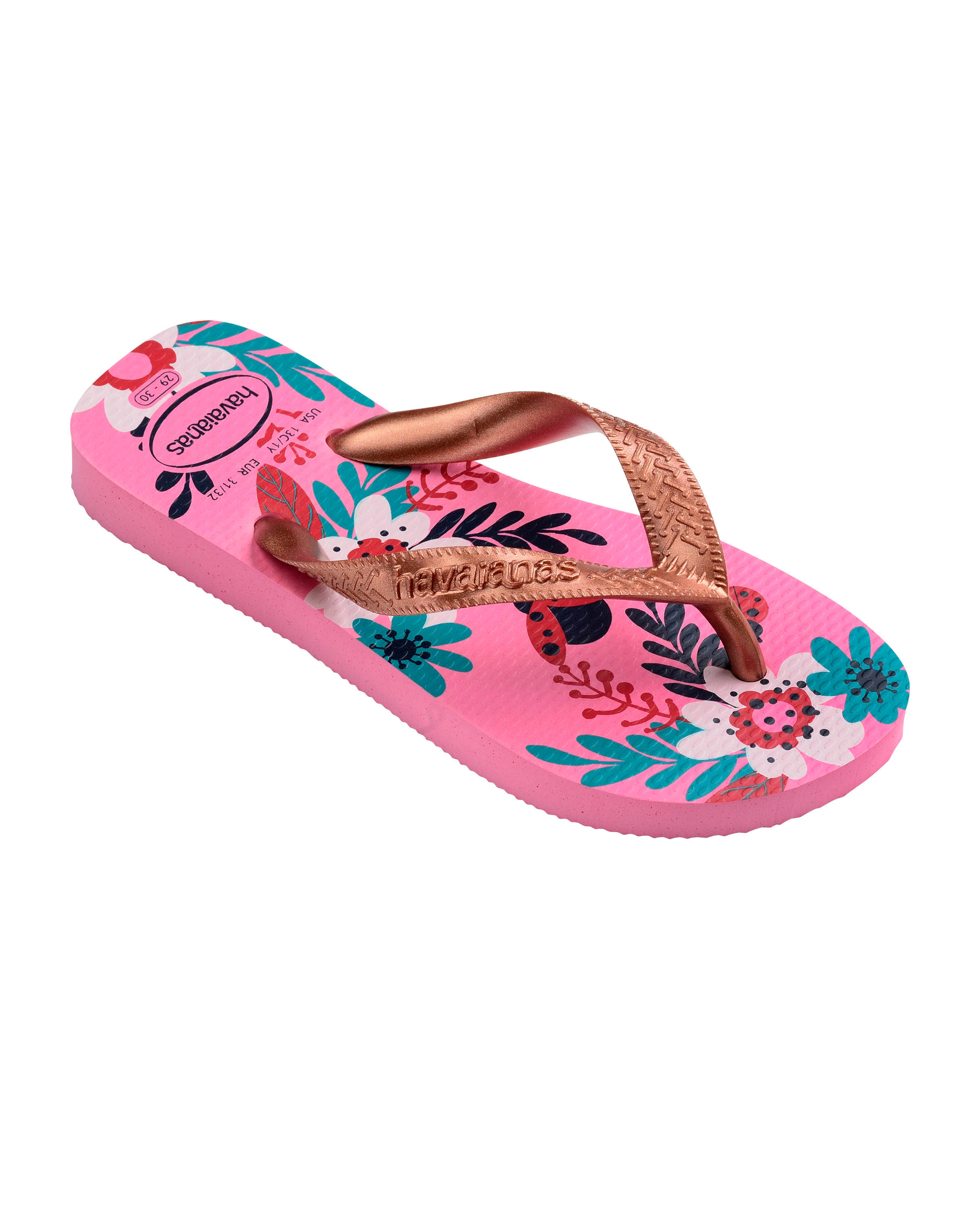 Havaianas Kids Flores rosa con stampa floreale e fascetta bronzo
