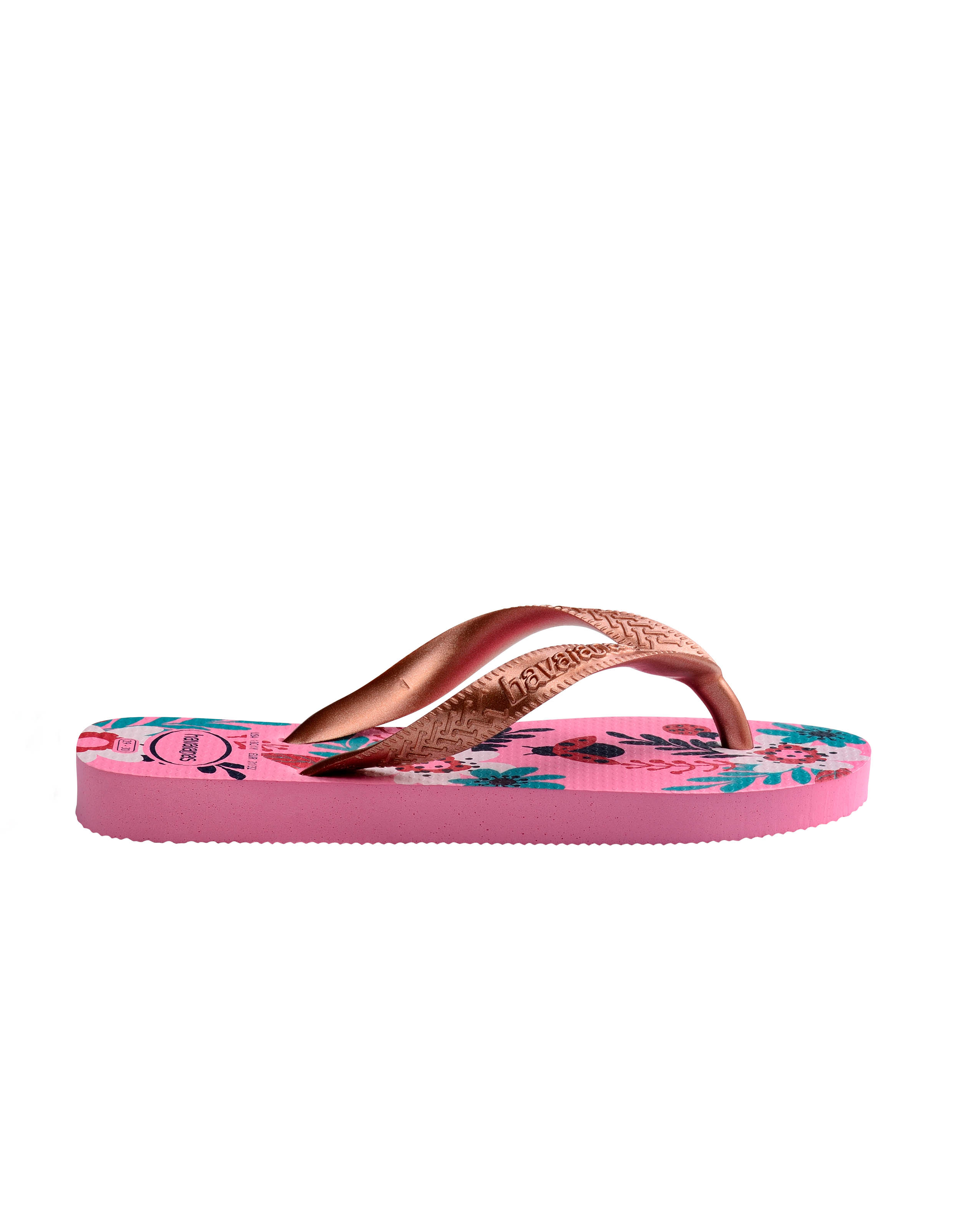 Havaianas Kids Flores rosa con stampa floreale e fascetta bronzo