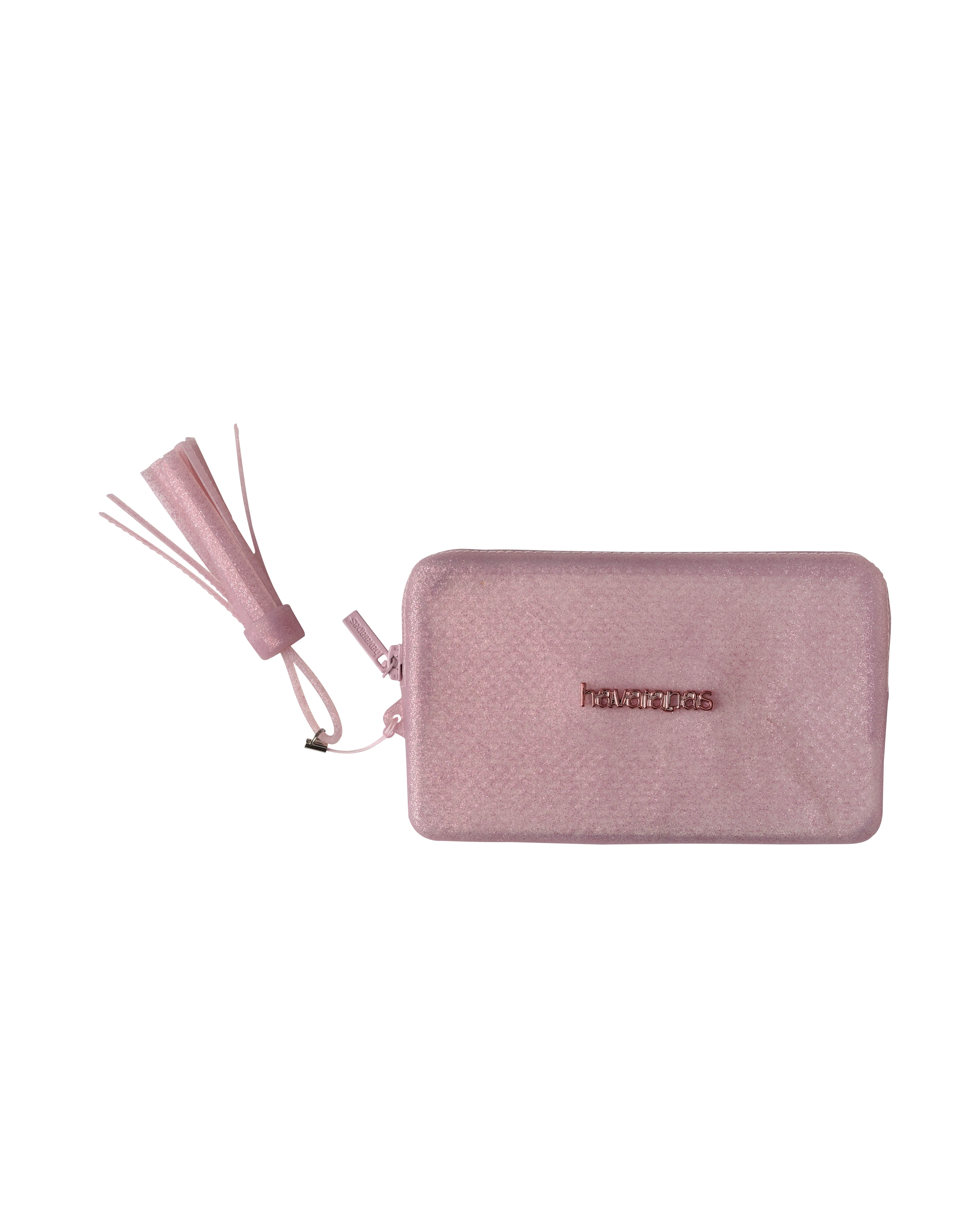 Havaianas Mini Bag Plus Shine rosa con glitter e manico con nappa