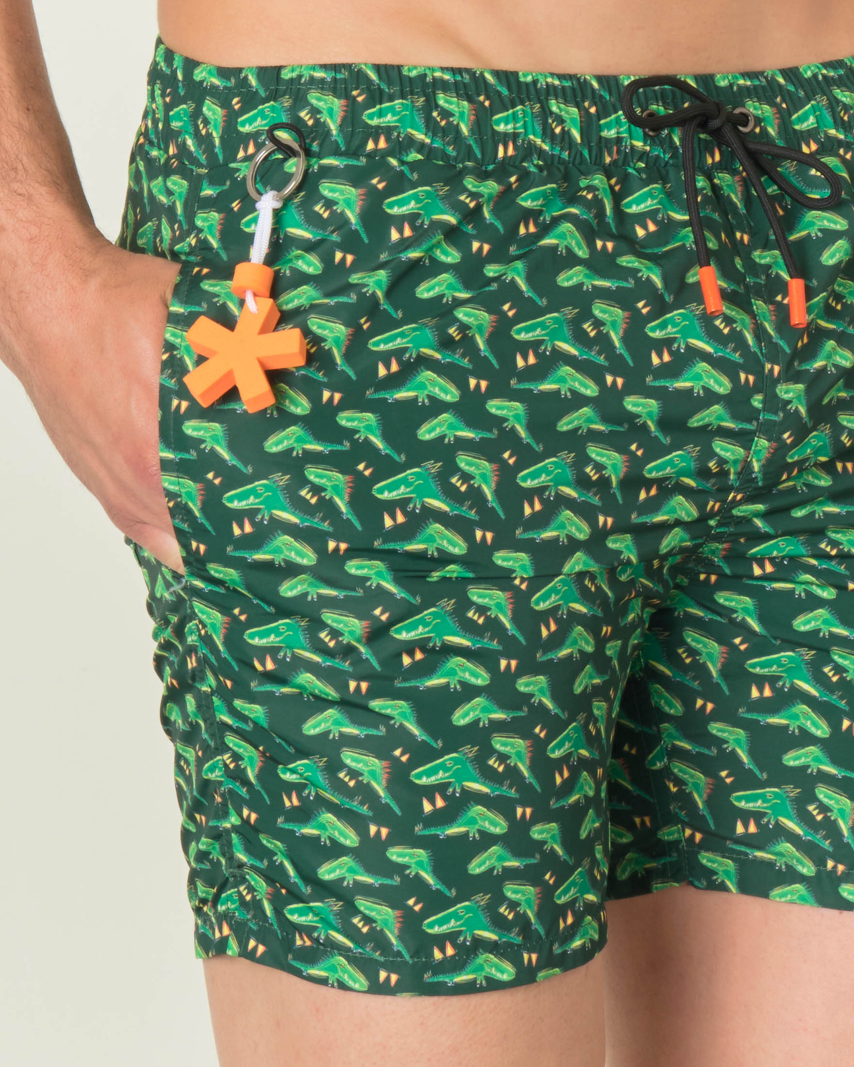 Boxer mare verde scuro con stampa grafica coccodrillo