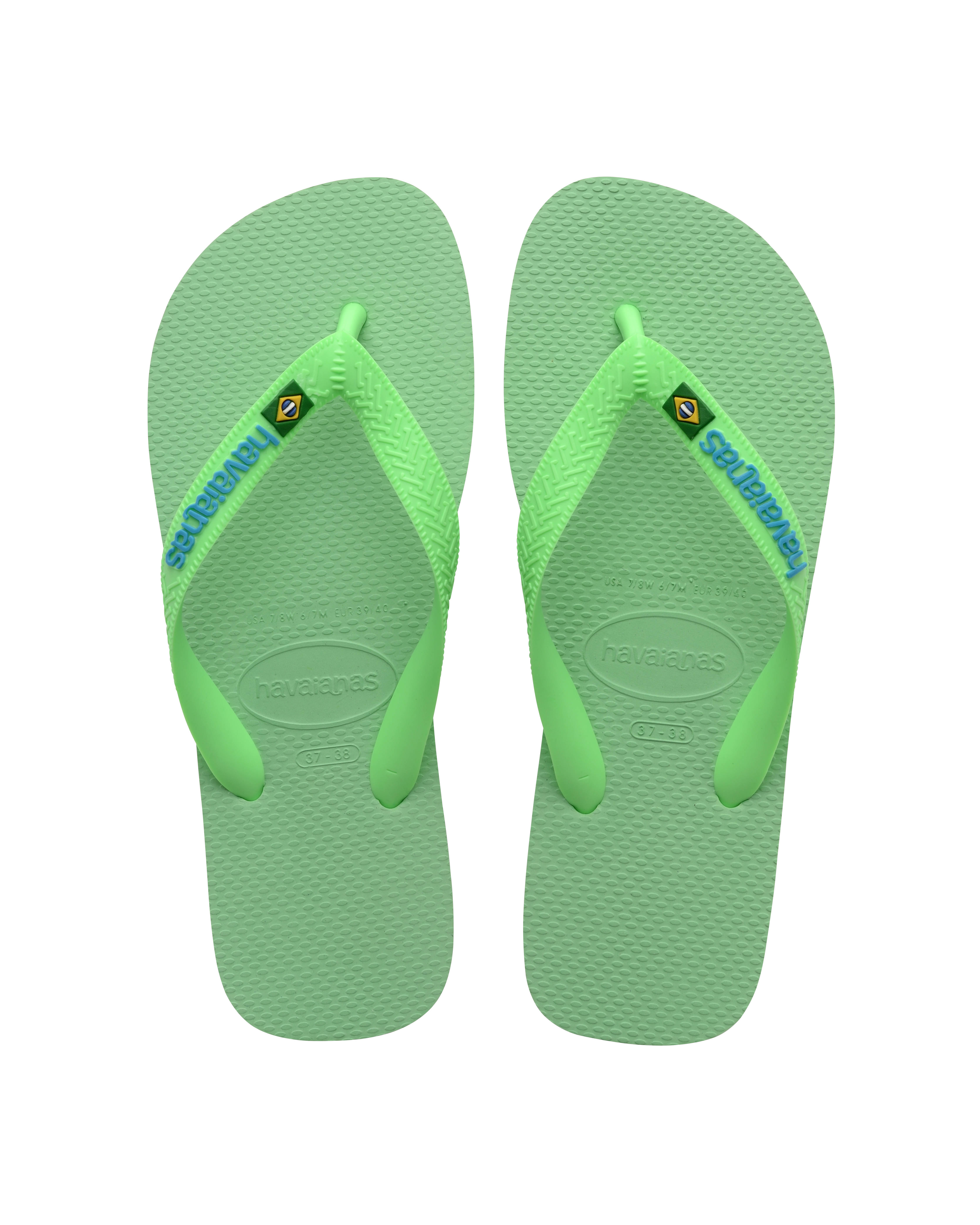 Havaianas Brasil logo verde lime con logo azzurro