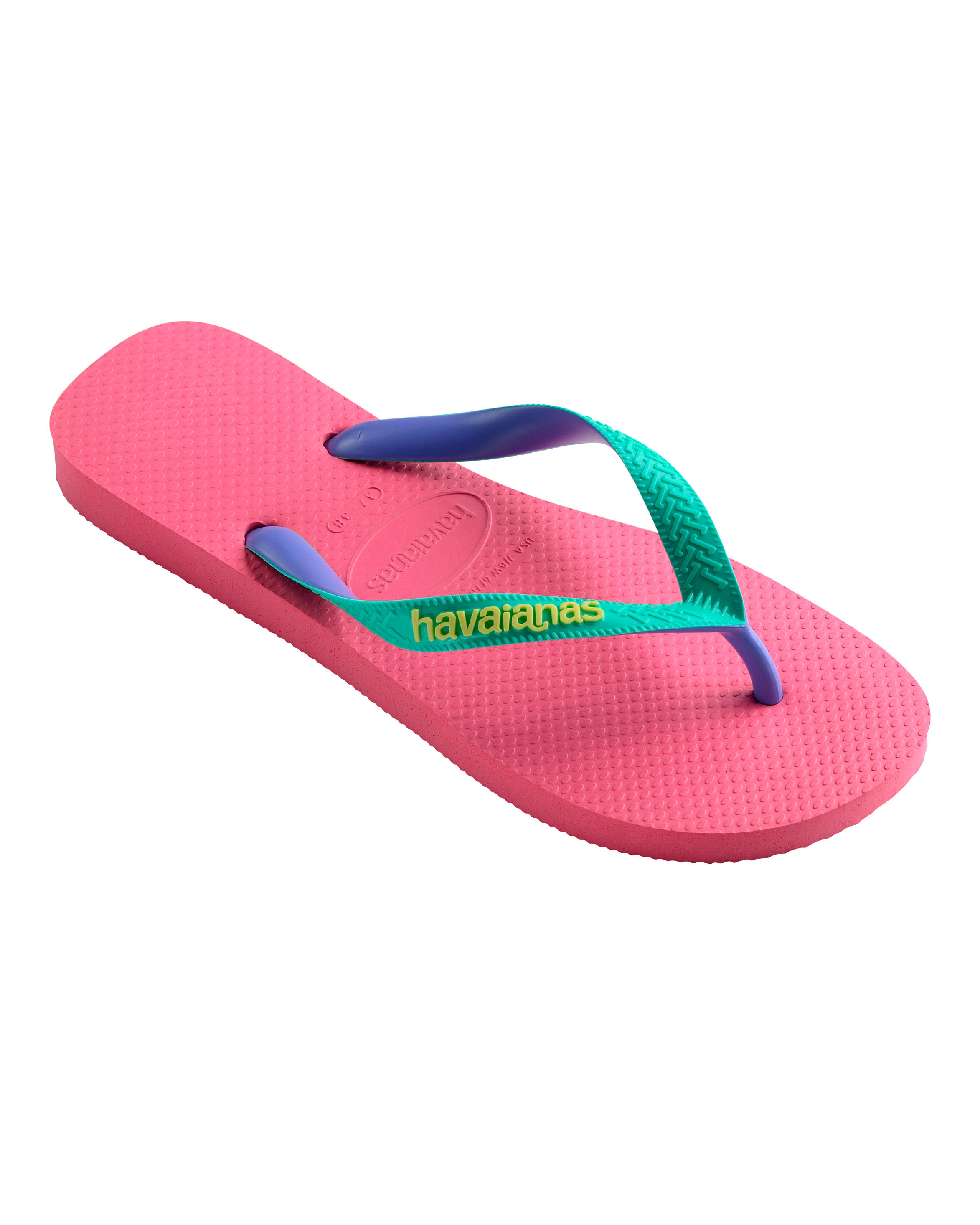 Havaianas Top Mix fucsia con fascetta verde acqua e viola e logo giallo  image
