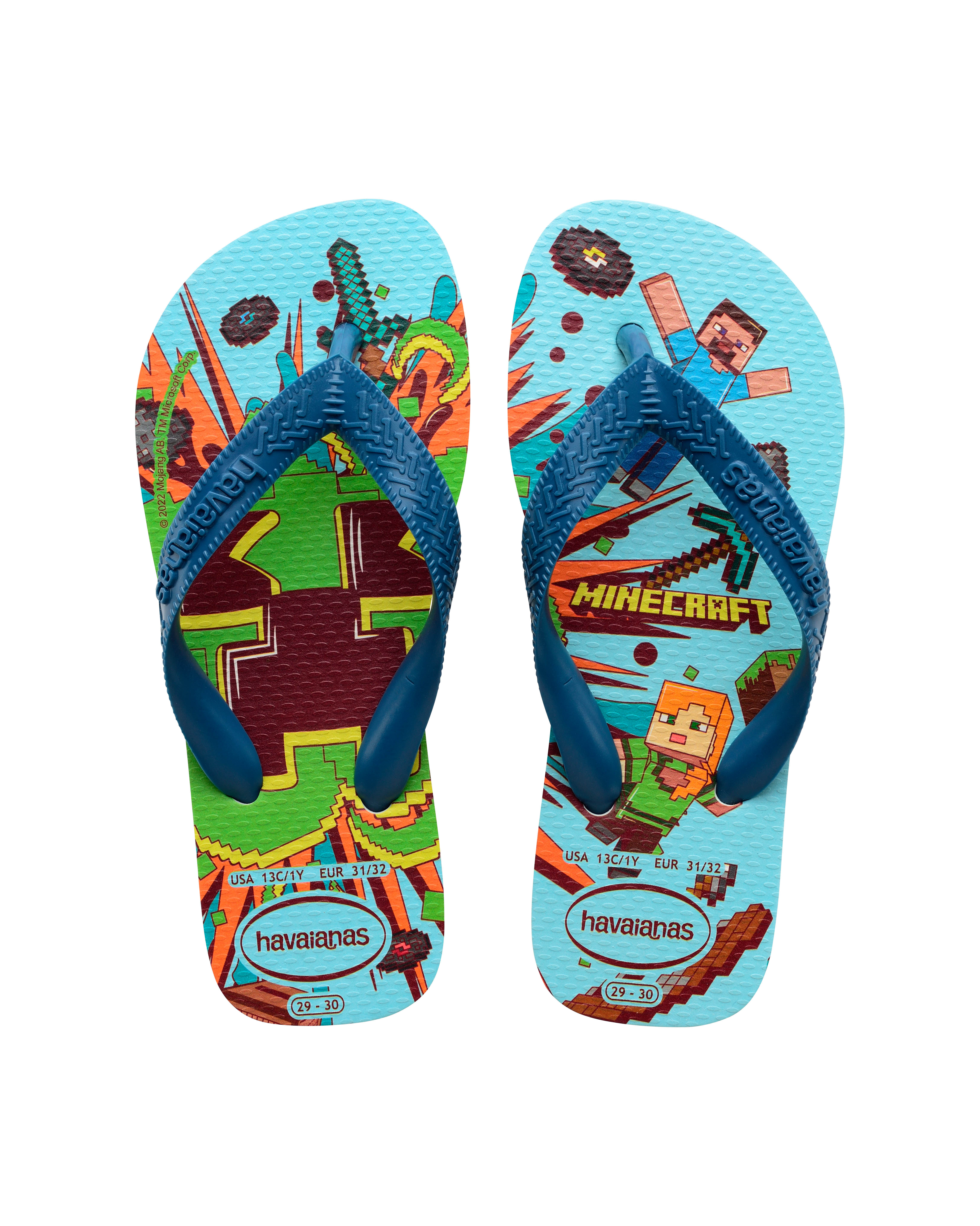 Havaianas Kids Minecraft azzurra con fascetta blu indaco