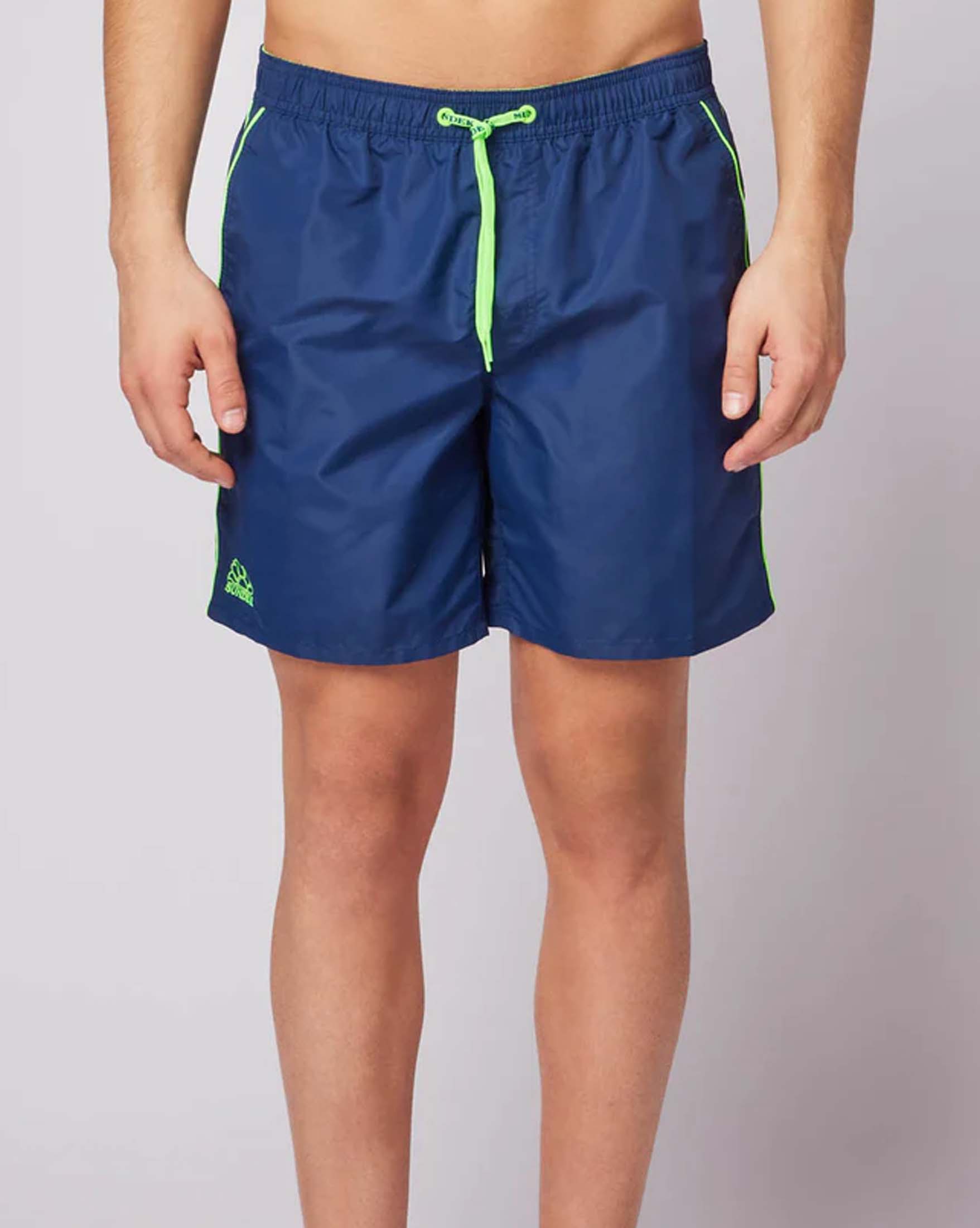 Boxer mare Sundek blu con piping verde fluo