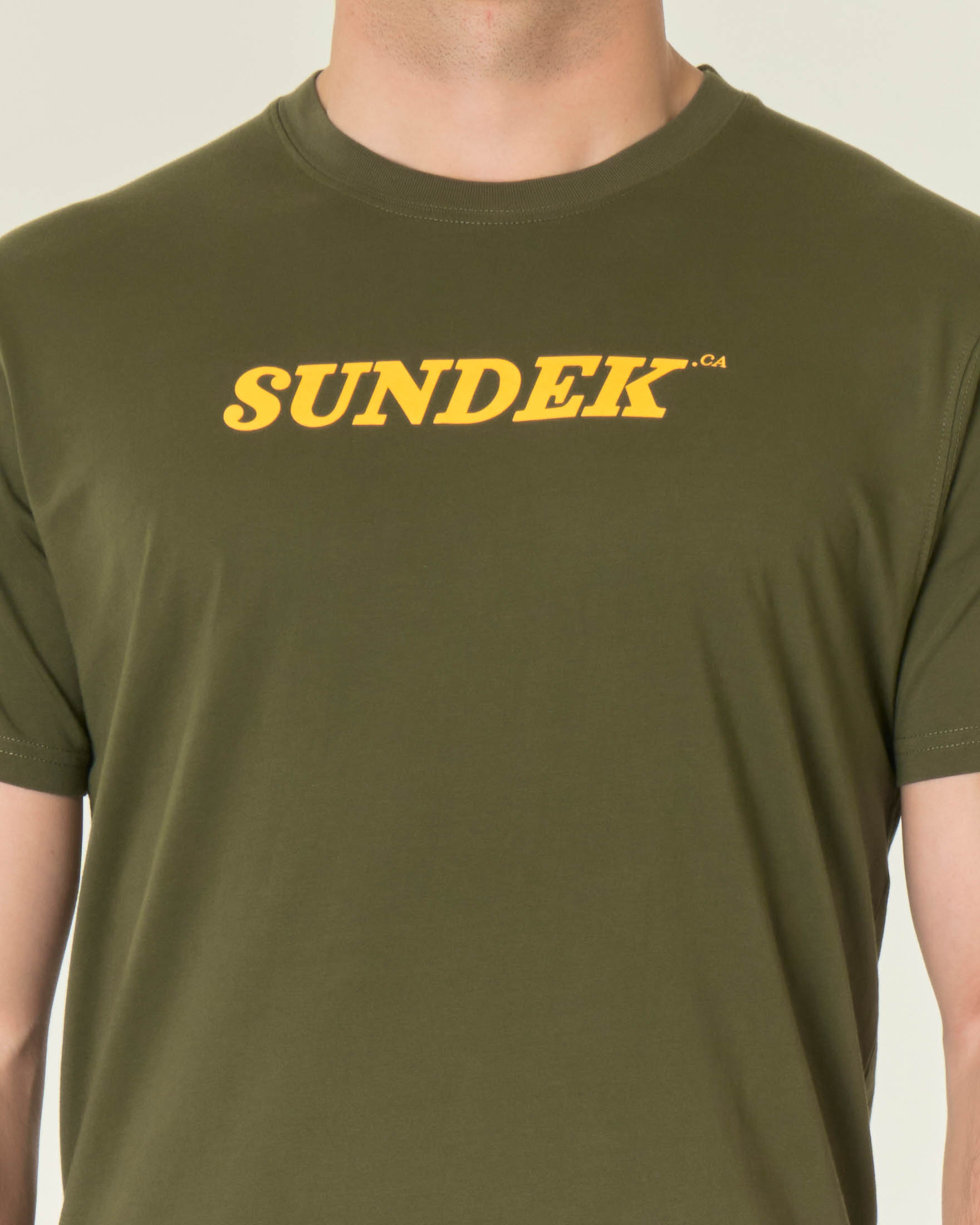 T-shirt verde militare mezza manica con logo arancione Pellizzari