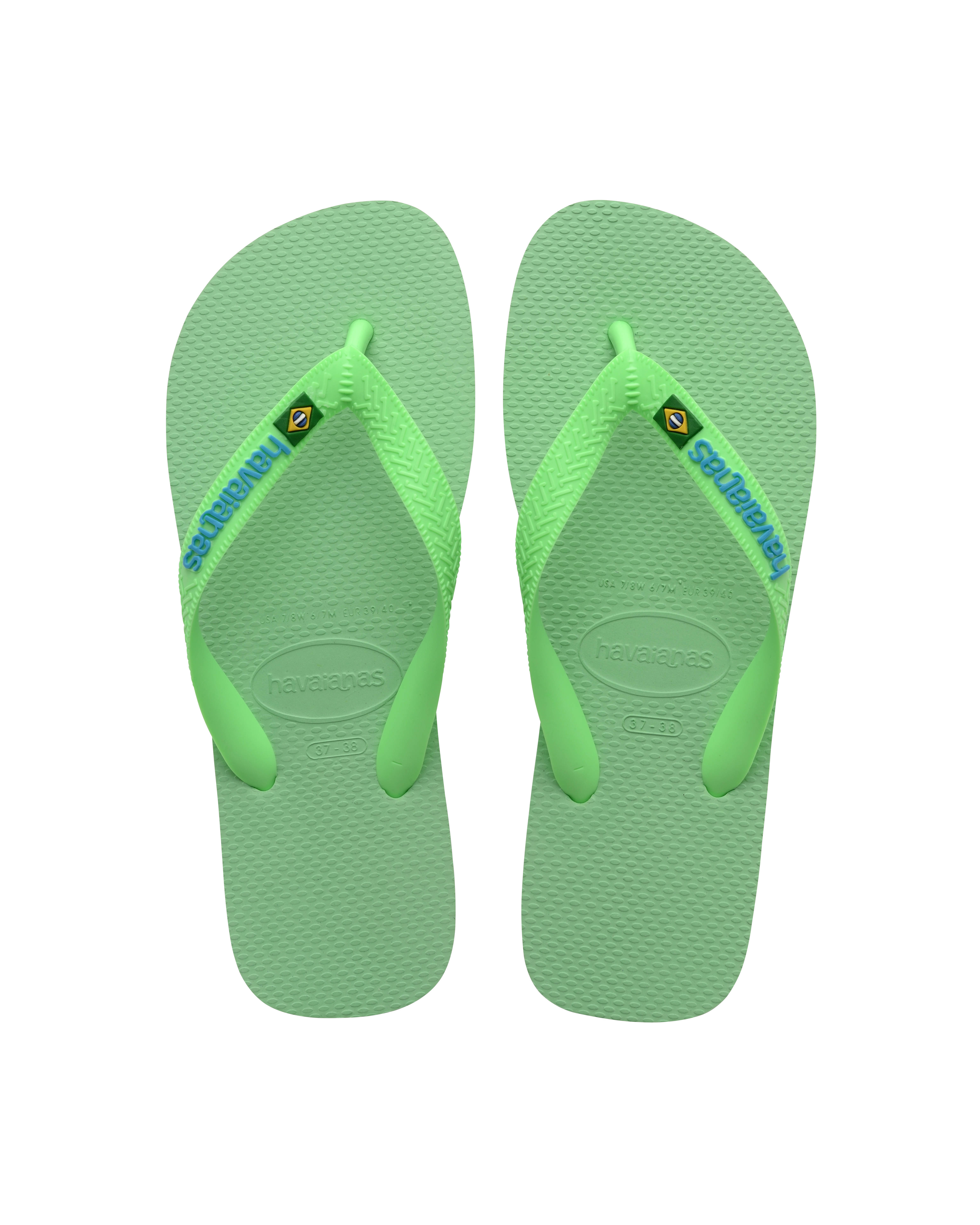 Havaianas Brasil logo verde lime con logo azzurro 