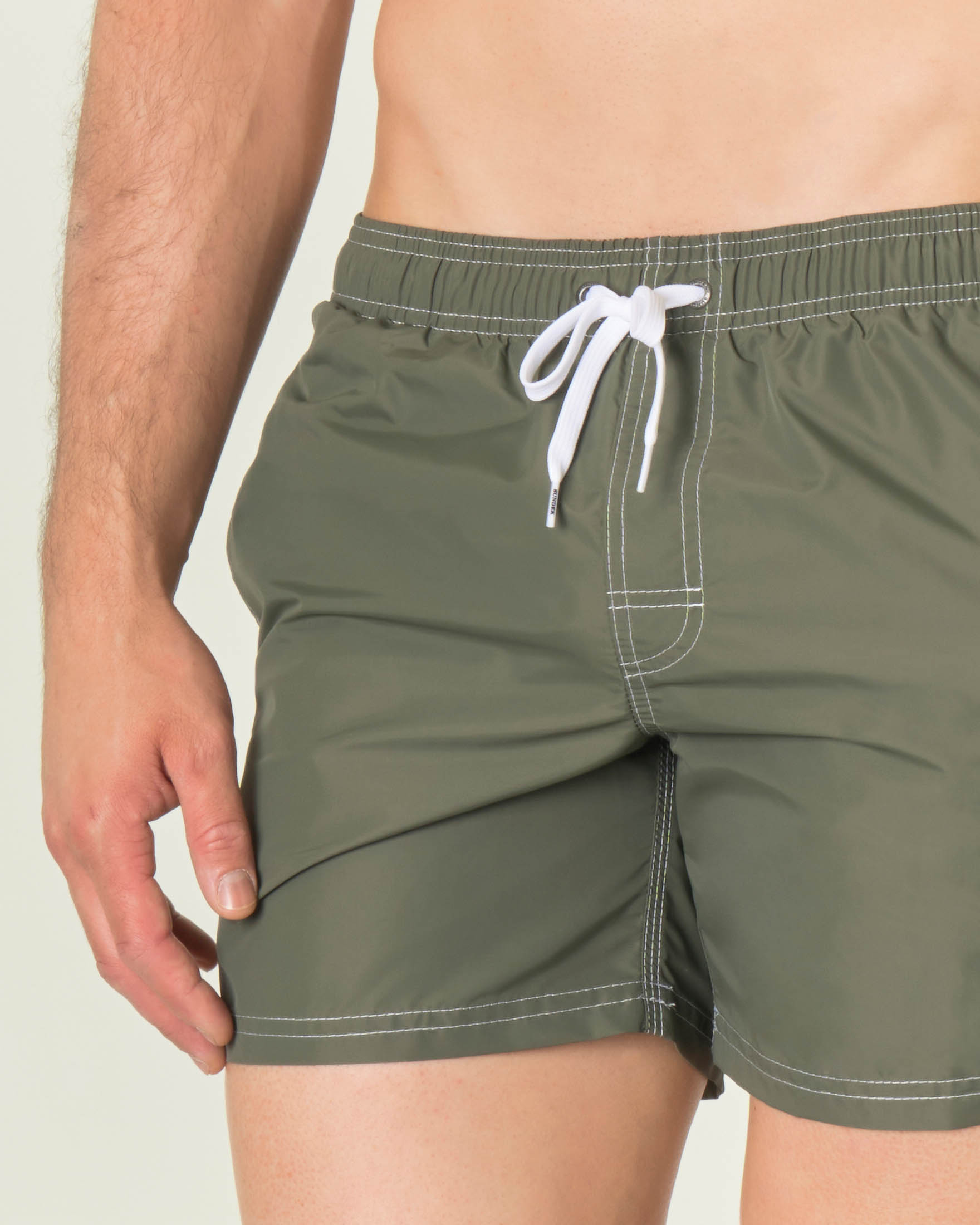 Boxer mare corto Sundek verde militare con arcobaleno nero giallo fluo e grigio image