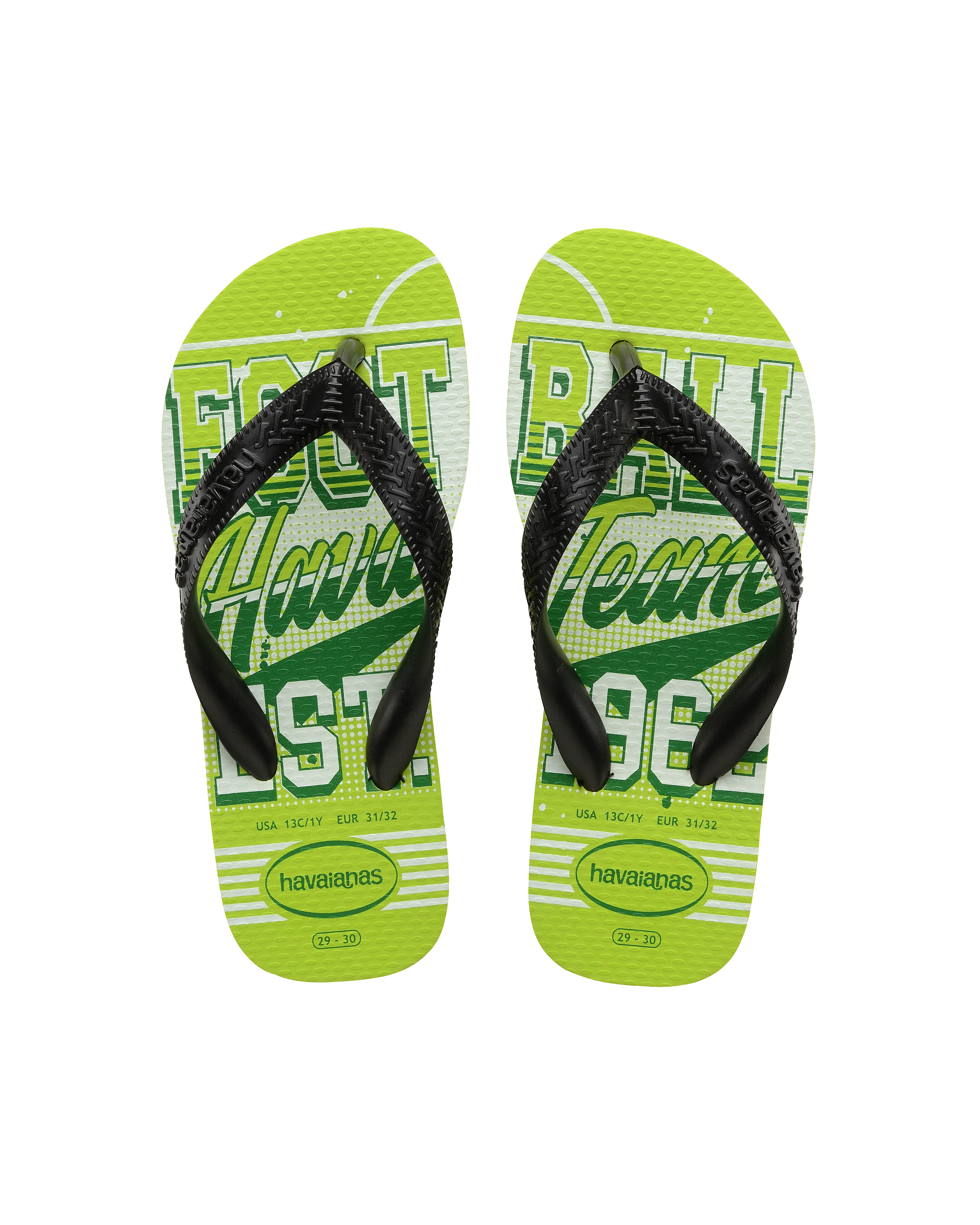 Havaianas Kids Athletic verde con stampa football e fascetta nera 