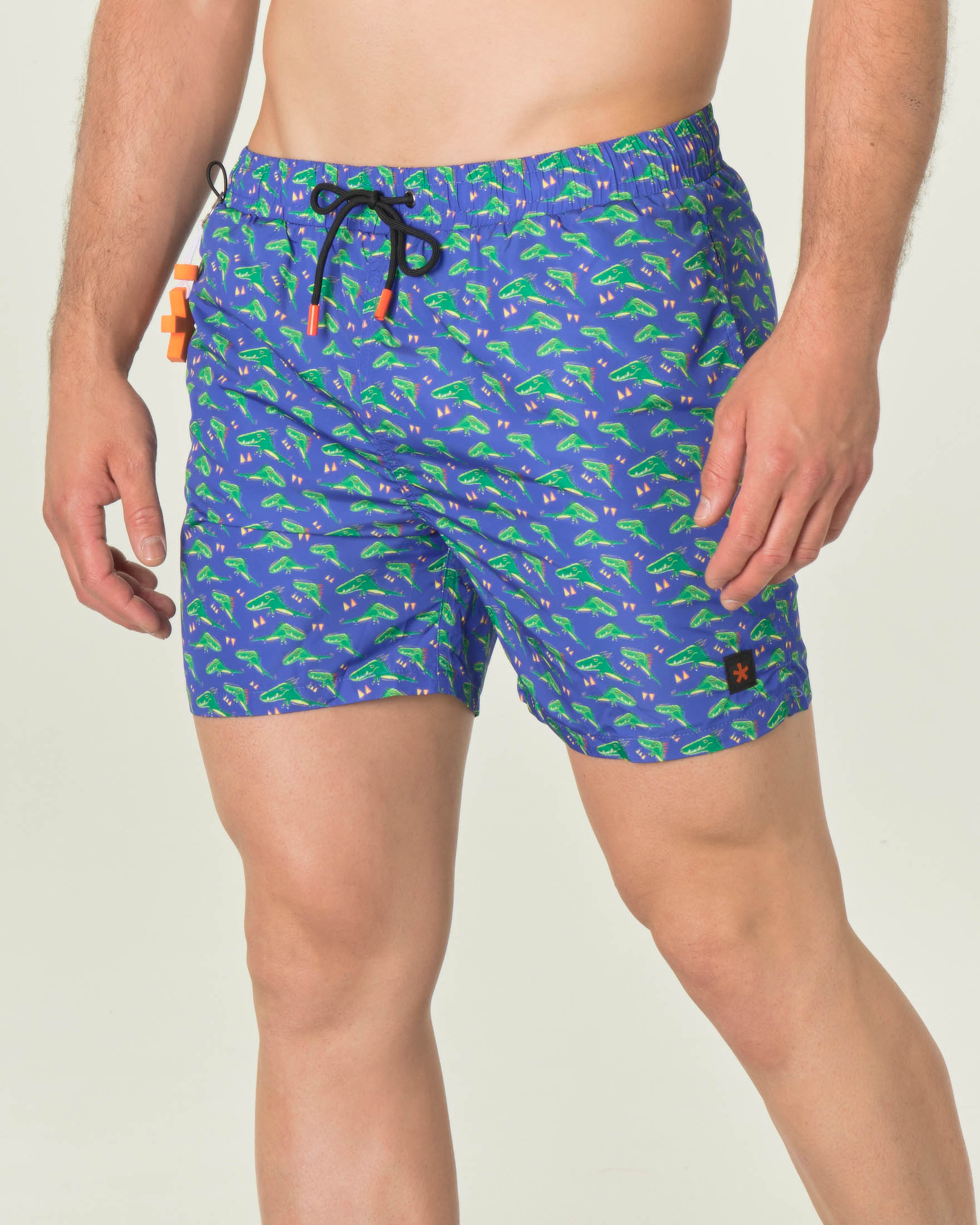Boxer mare blu royal con stampa grafica coccodrillo