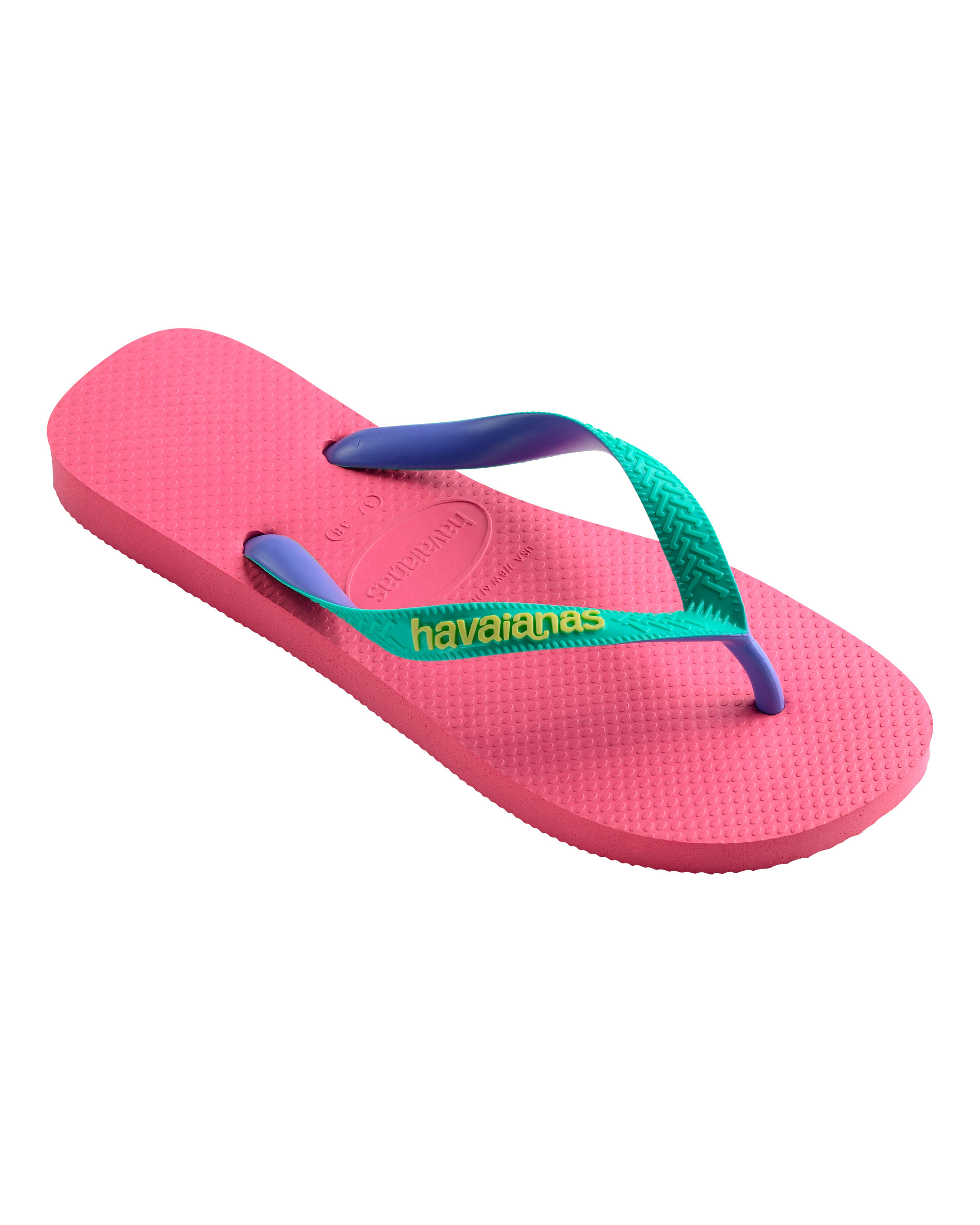 Havaianas Top Mix fucsia con fascetta verde acqua e viola e logo giallo  image