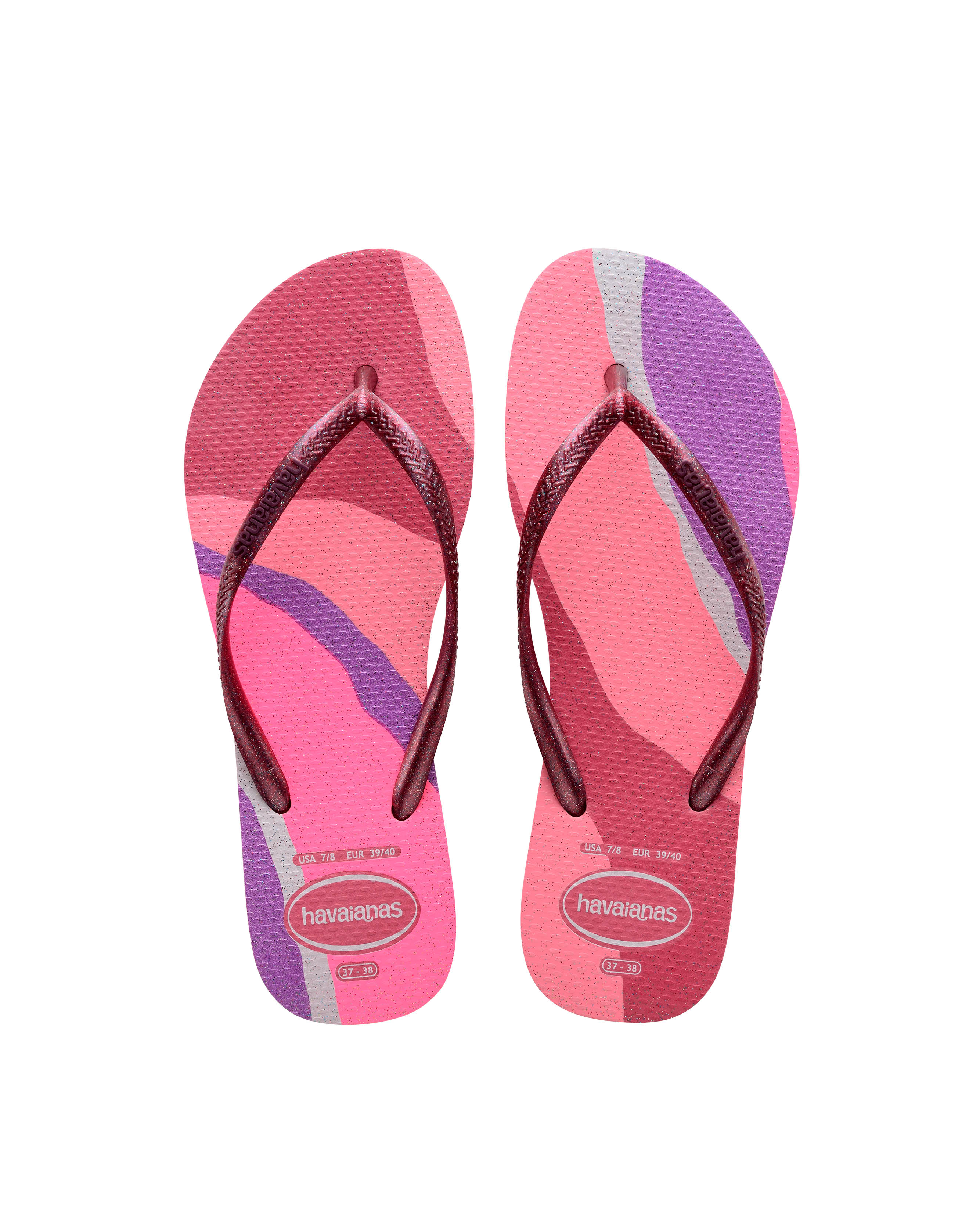 Havaianas Slim Palette Glow a blocchi di colore rosa e viola con glitter
