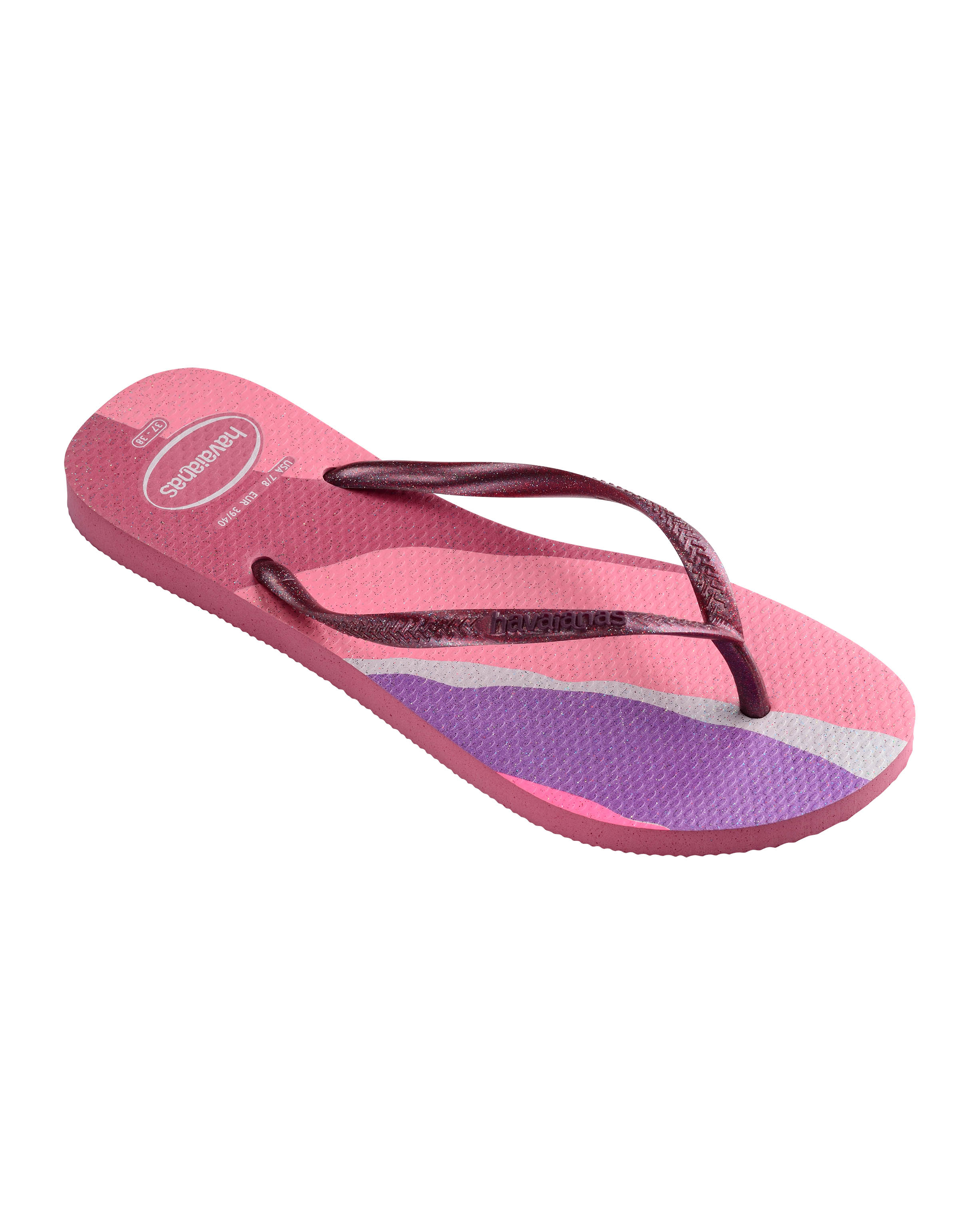 Havaianas Slim Palette Glow a blocchi di colore rosa e viola con glitter image