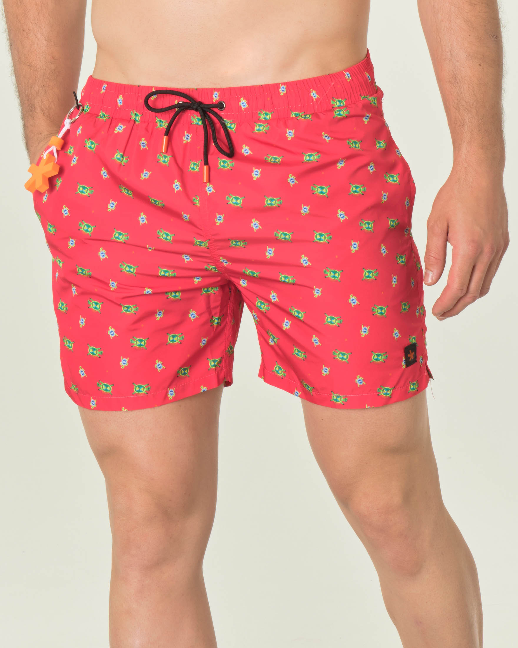 Boxer mare color fragola con stampa grafica tartarughine