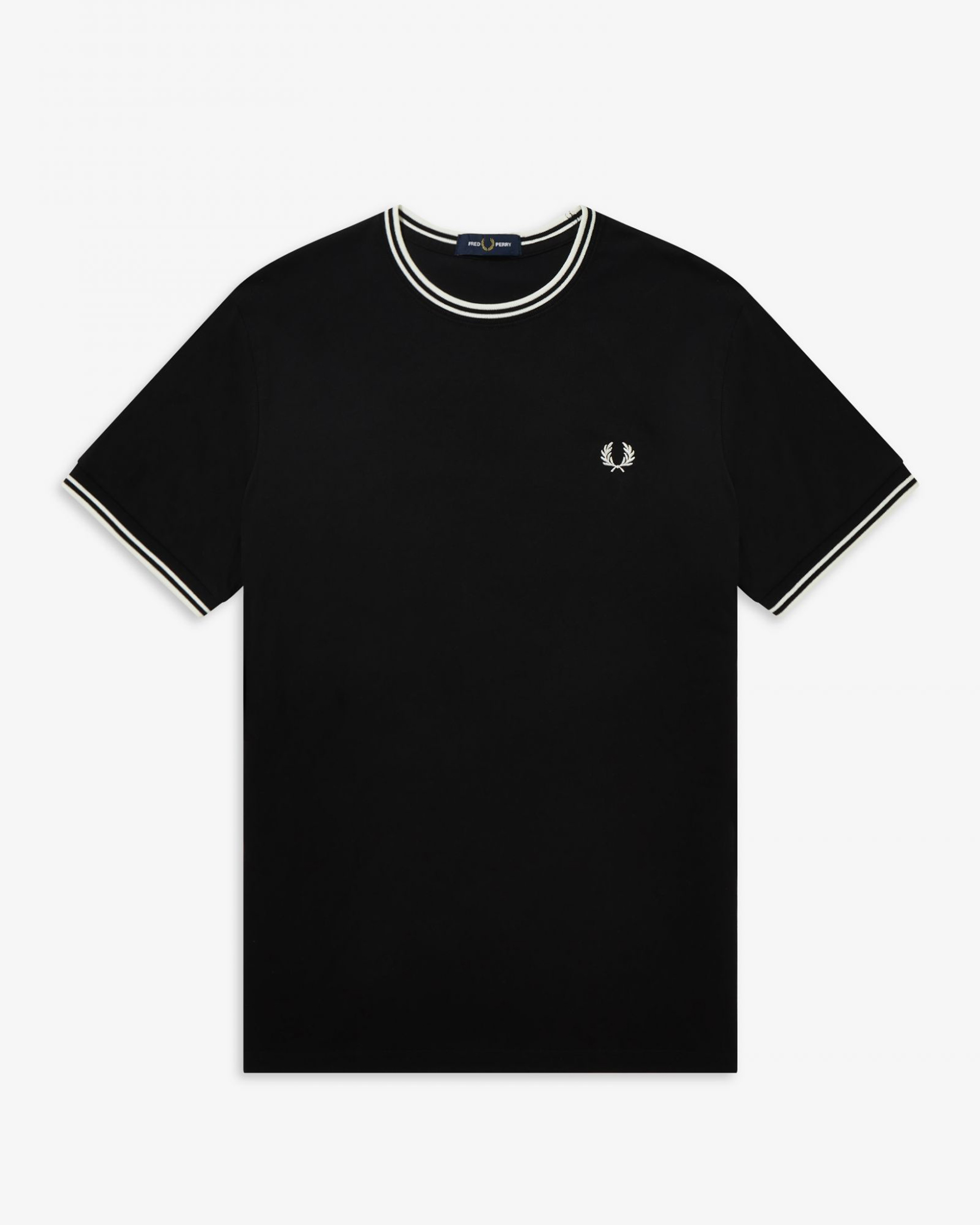 T-shirt mezza manica Fred Perry nera con bordino bianco image