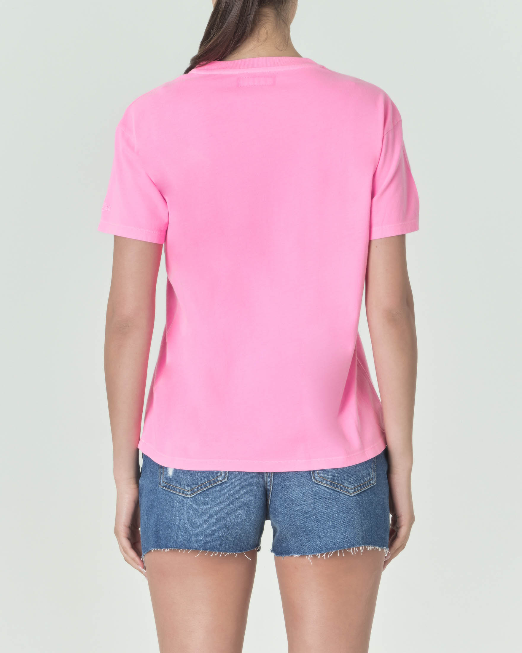 T shirt rosa bubble in cotone a scollo tondo con scritta